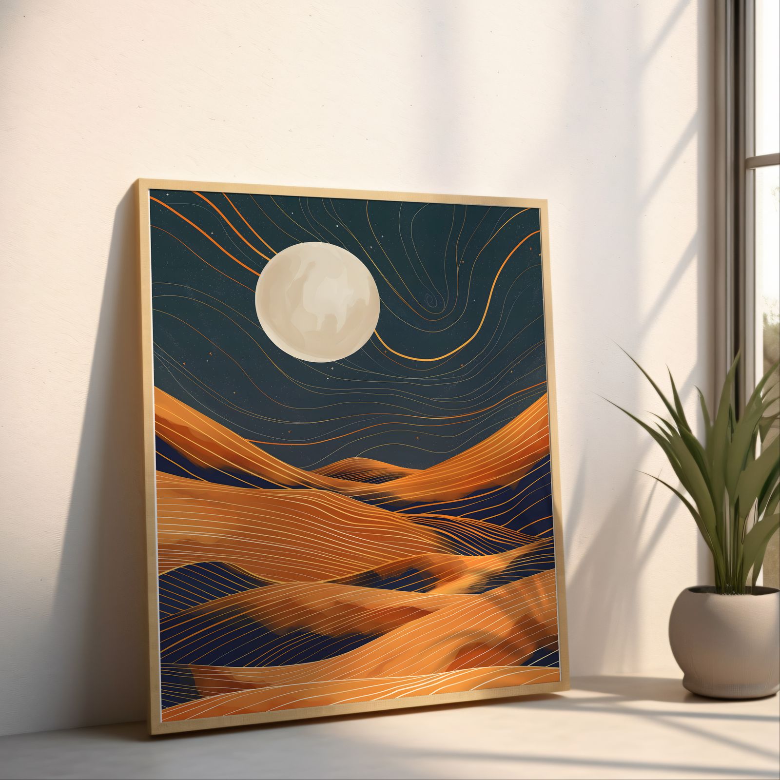 Desert Night Sky shown in a room — angled mockup