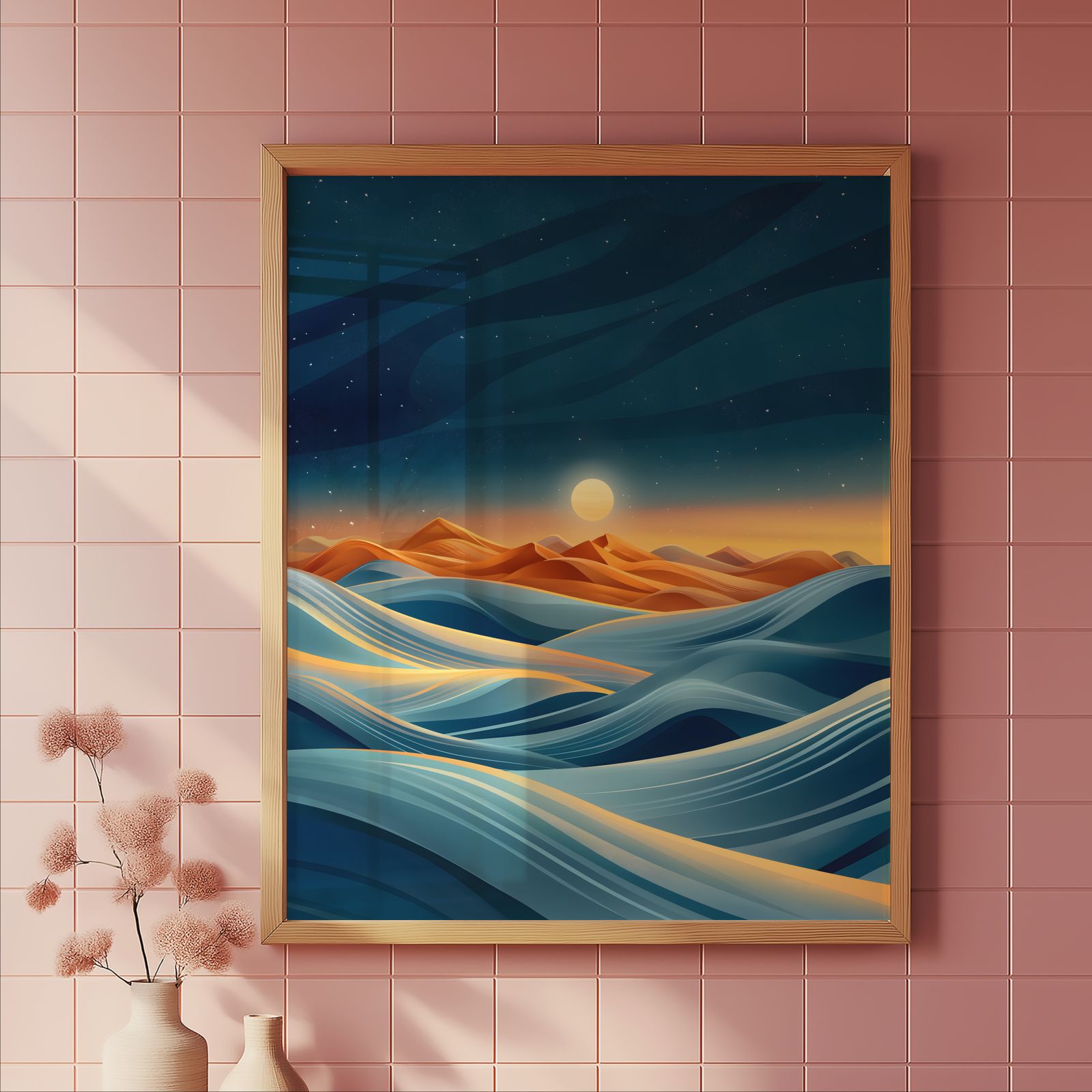 Desert Sunrise shown in a room — tile mockup