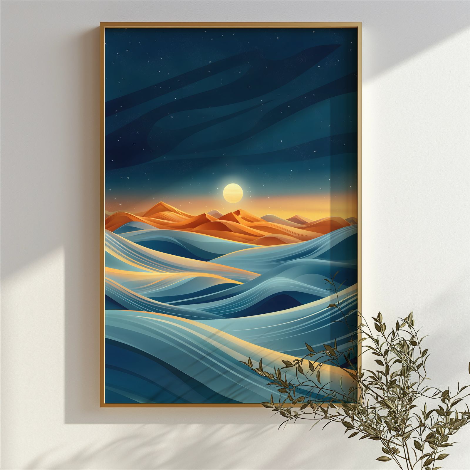Desert Sunrise shown in a room — branch mockup