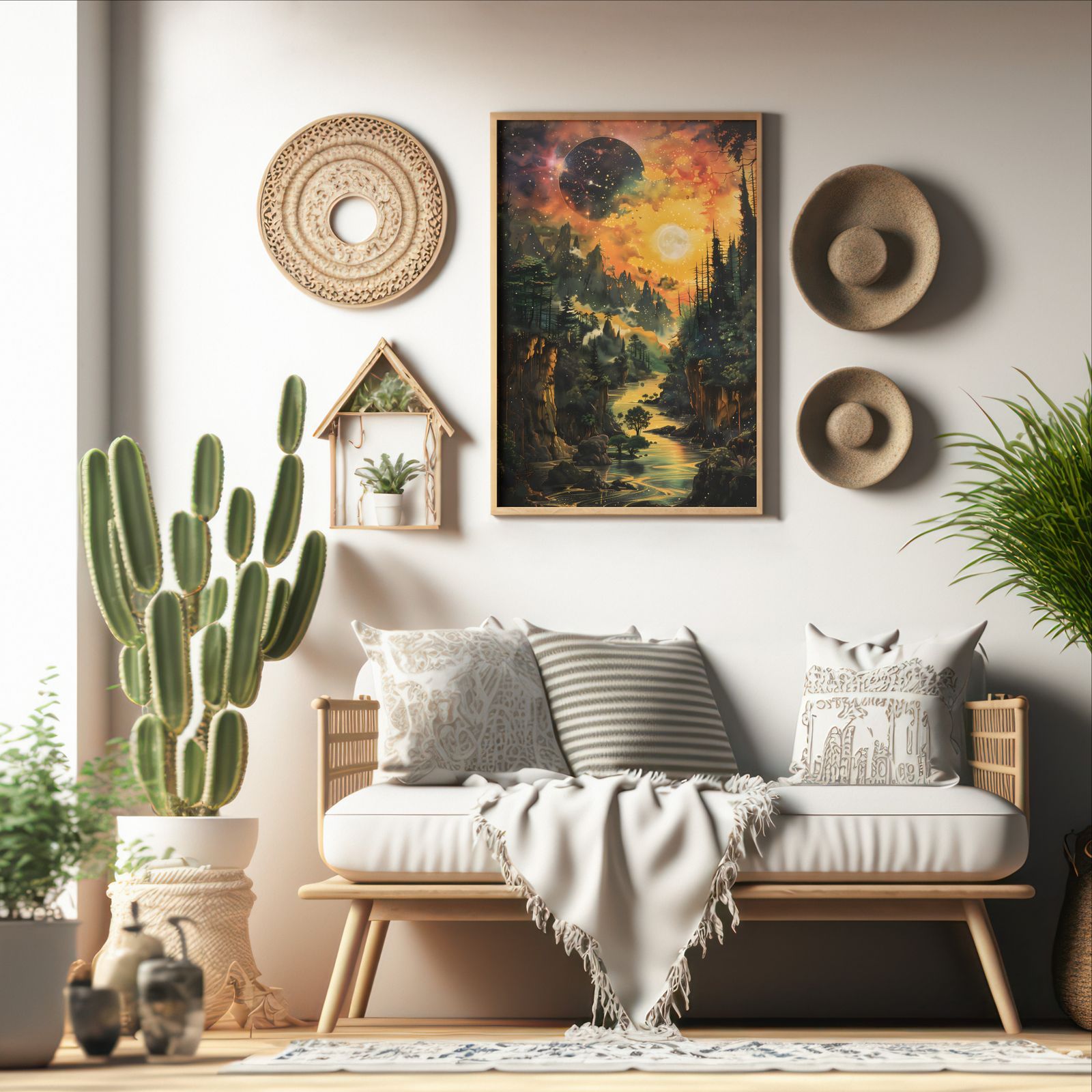 Dreamscape shown in a room — boho mockup