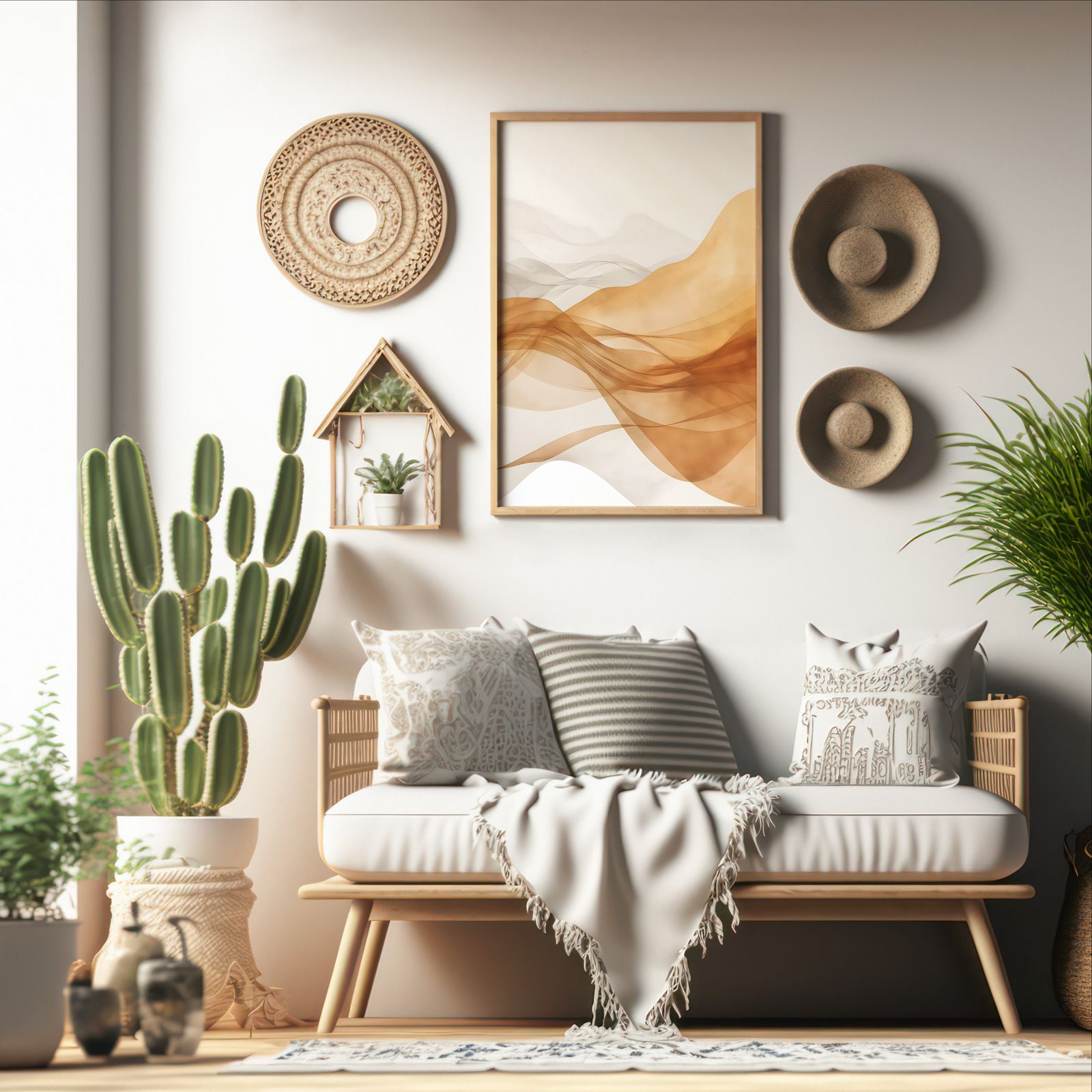Echoes of Hills shown in a room — boho mockup