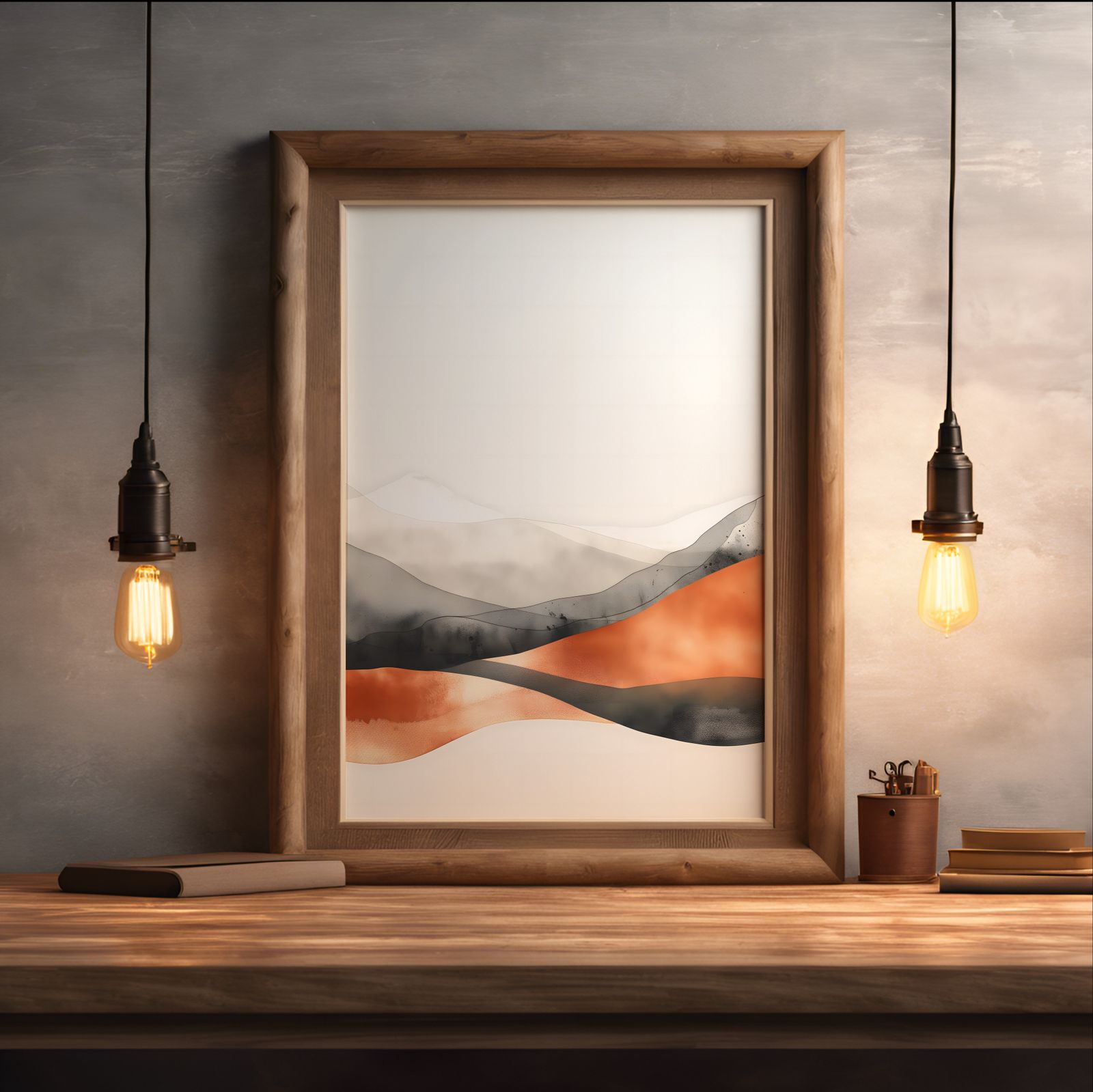 Echoes of Waves shown in a room — desk mockup