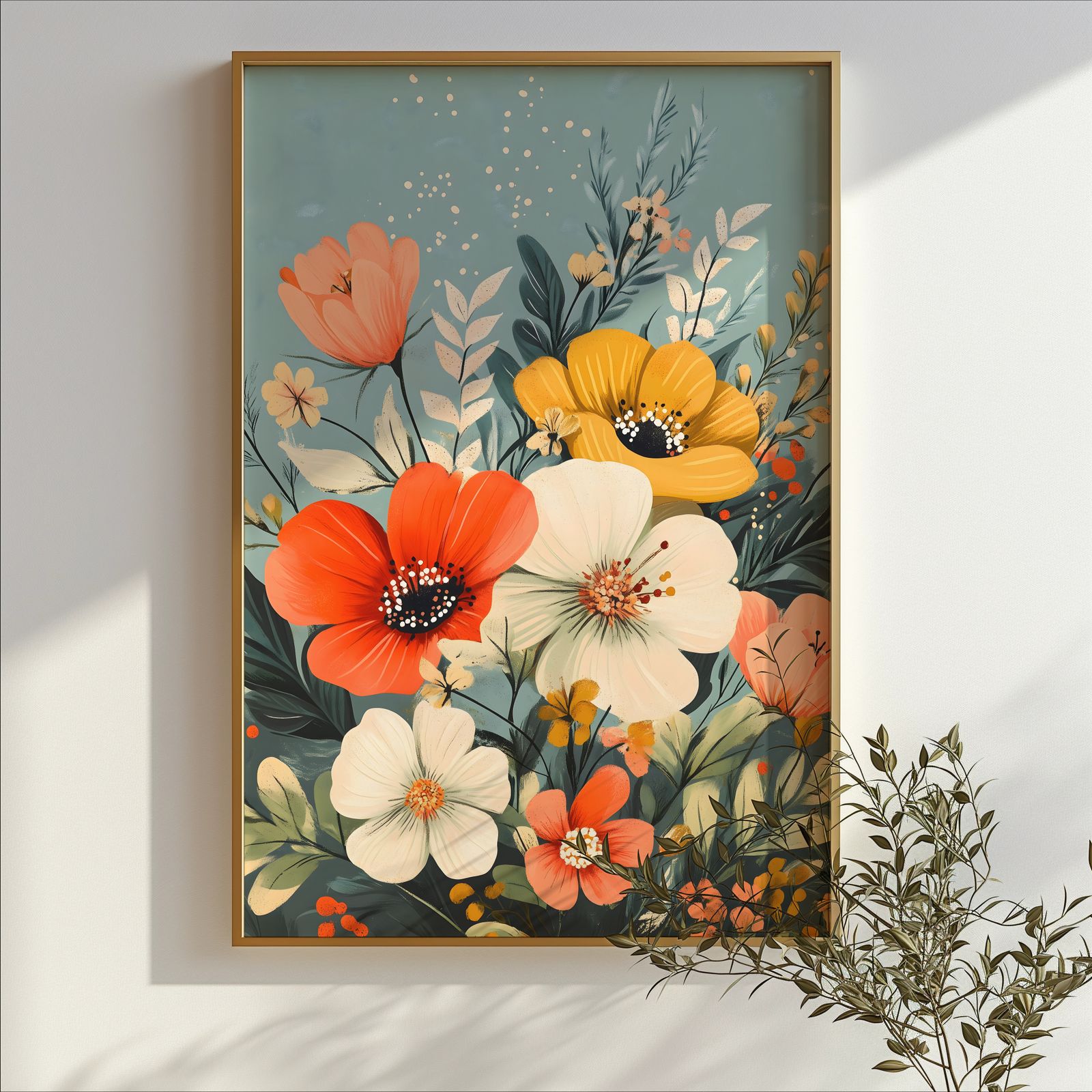 Elegant Floral Harmony shown in a room — branch mockup