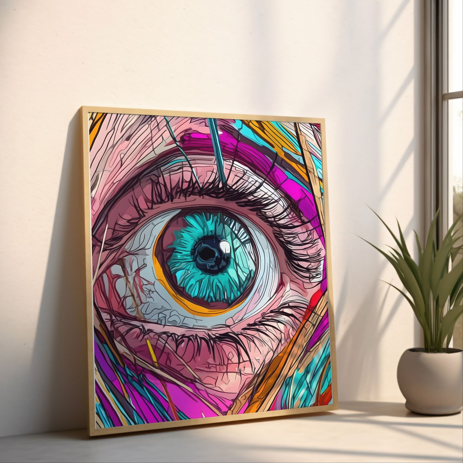 Eye of Transformation shown in a room — angled mockup