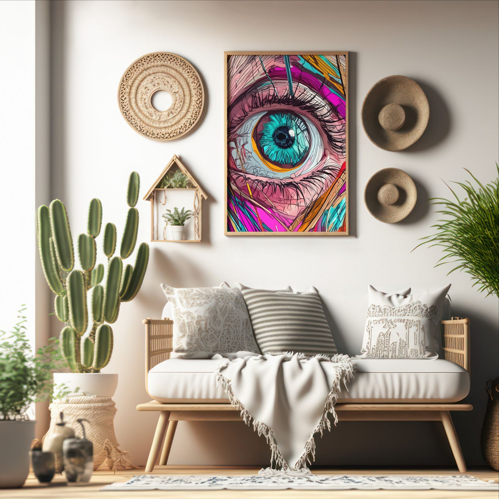 Eye of Transformation shown in a room — boho mockup
