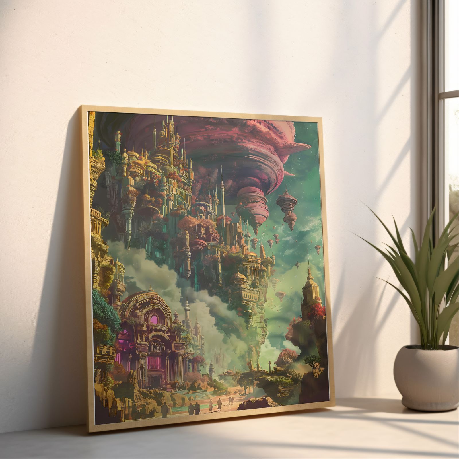 Floating City shown in a room — angled mockup
