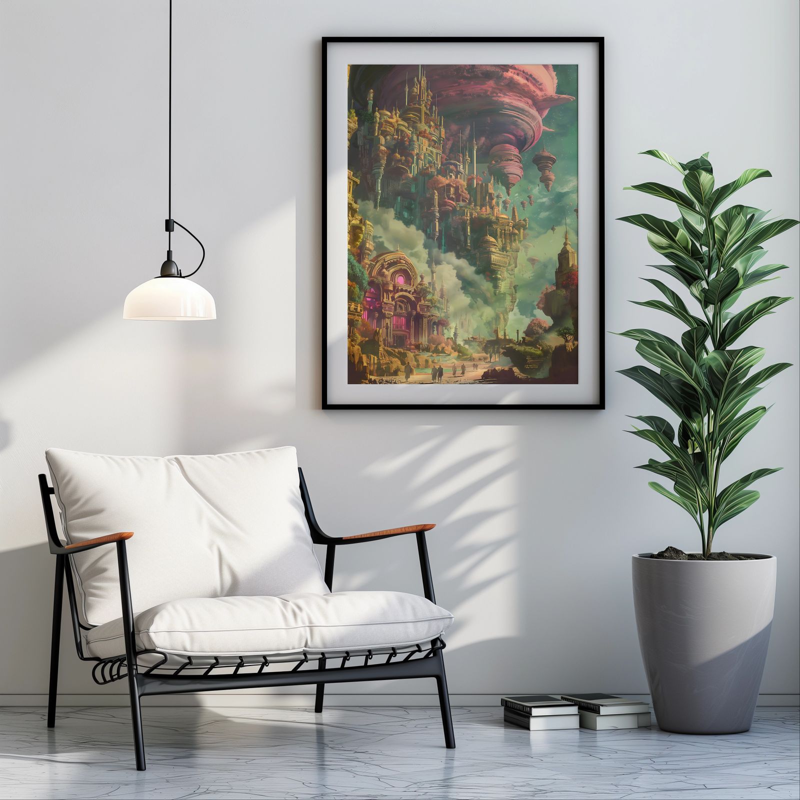 Floating City shown in a room — room mockup