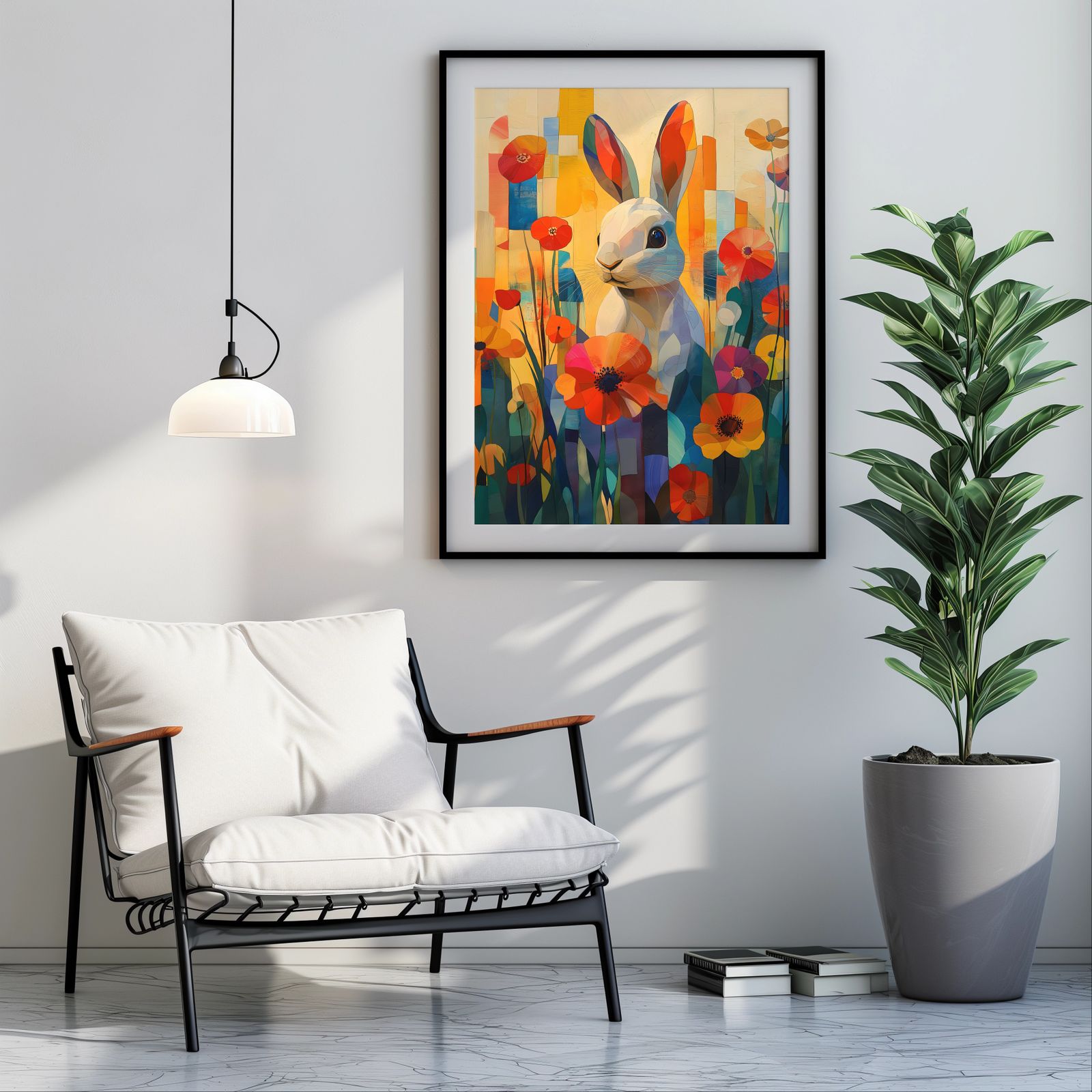 Floral Bunny shown in a room — room mockup