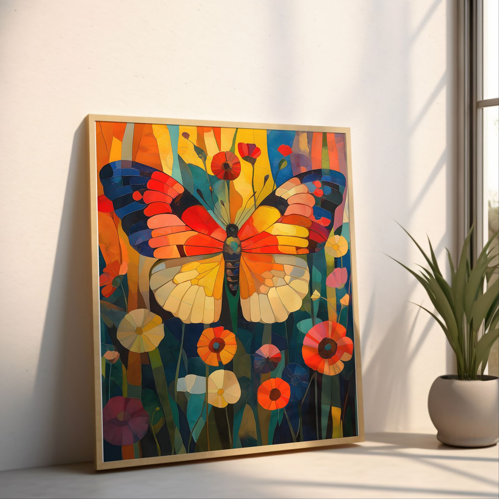 Floral Butterfly shown in a room — angled mockup