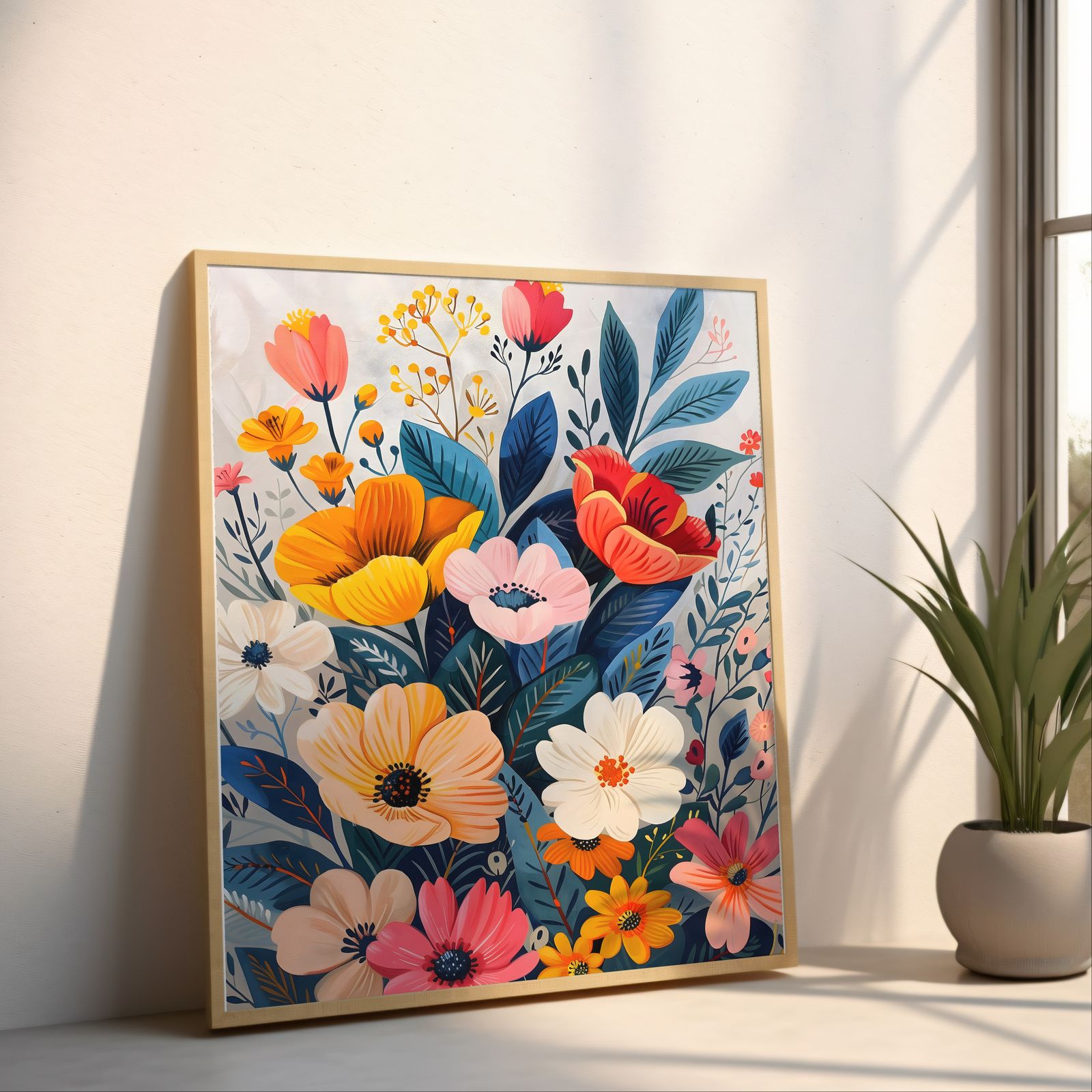 Floral on White shown in a room — angled mockup