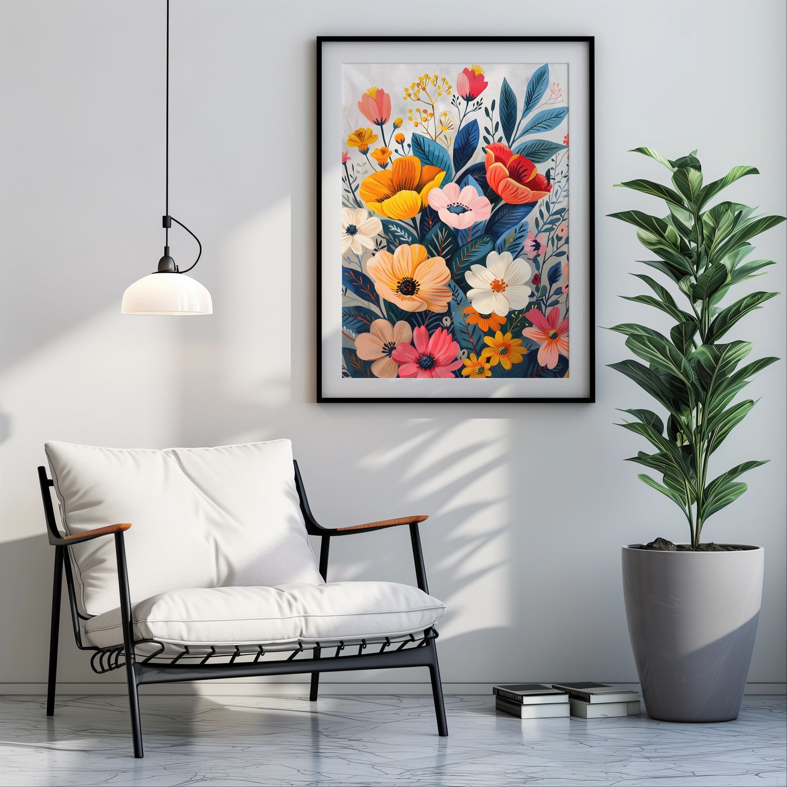 Floral on White shown in a room — room mockup