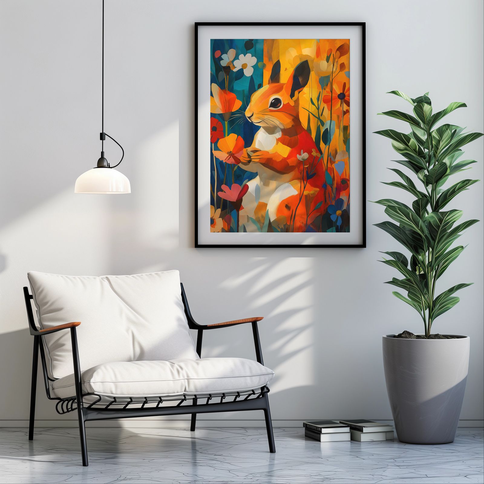 Floral Squirrel shown in a room — room mockup