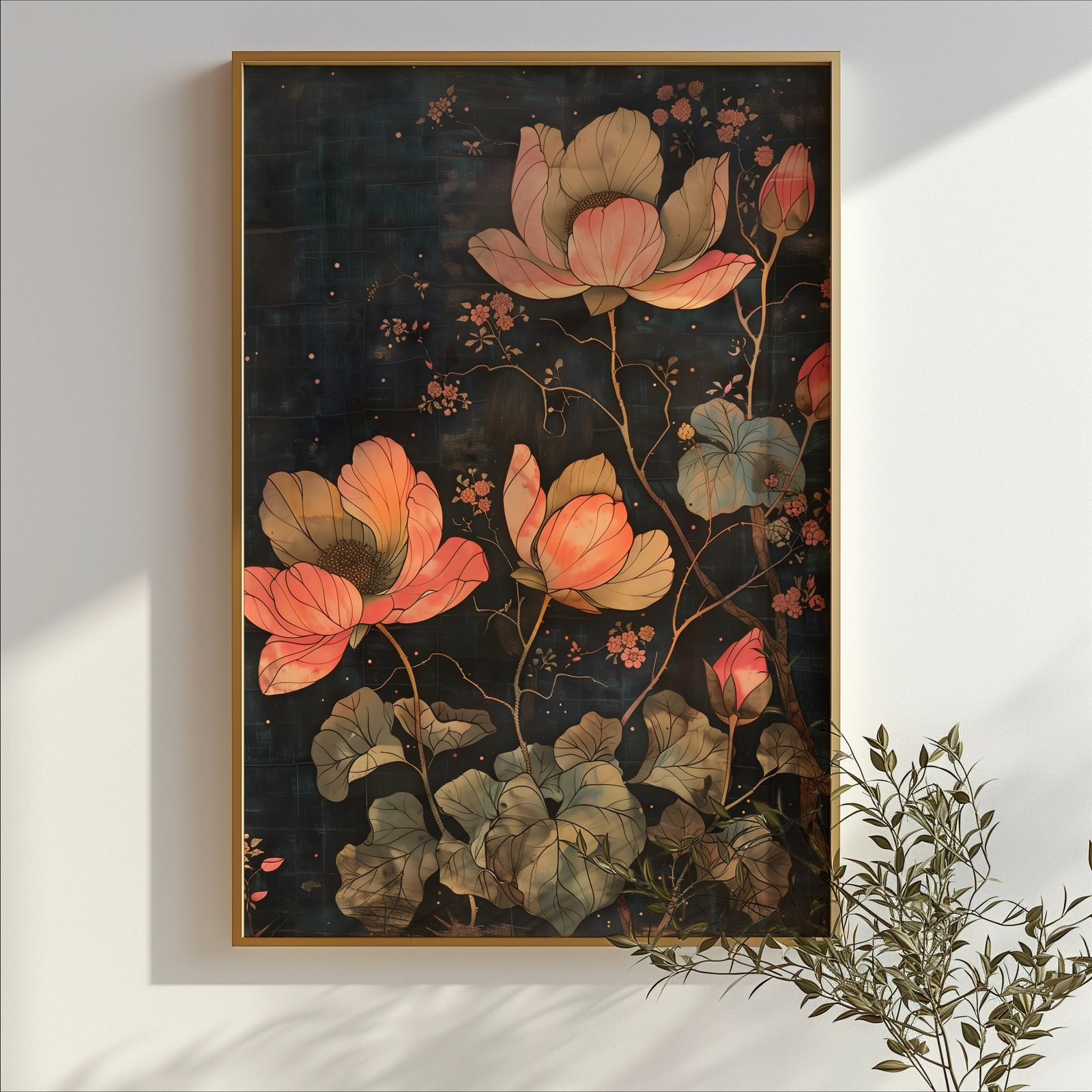 Floral Wood Cut shown in a room — branch mockup