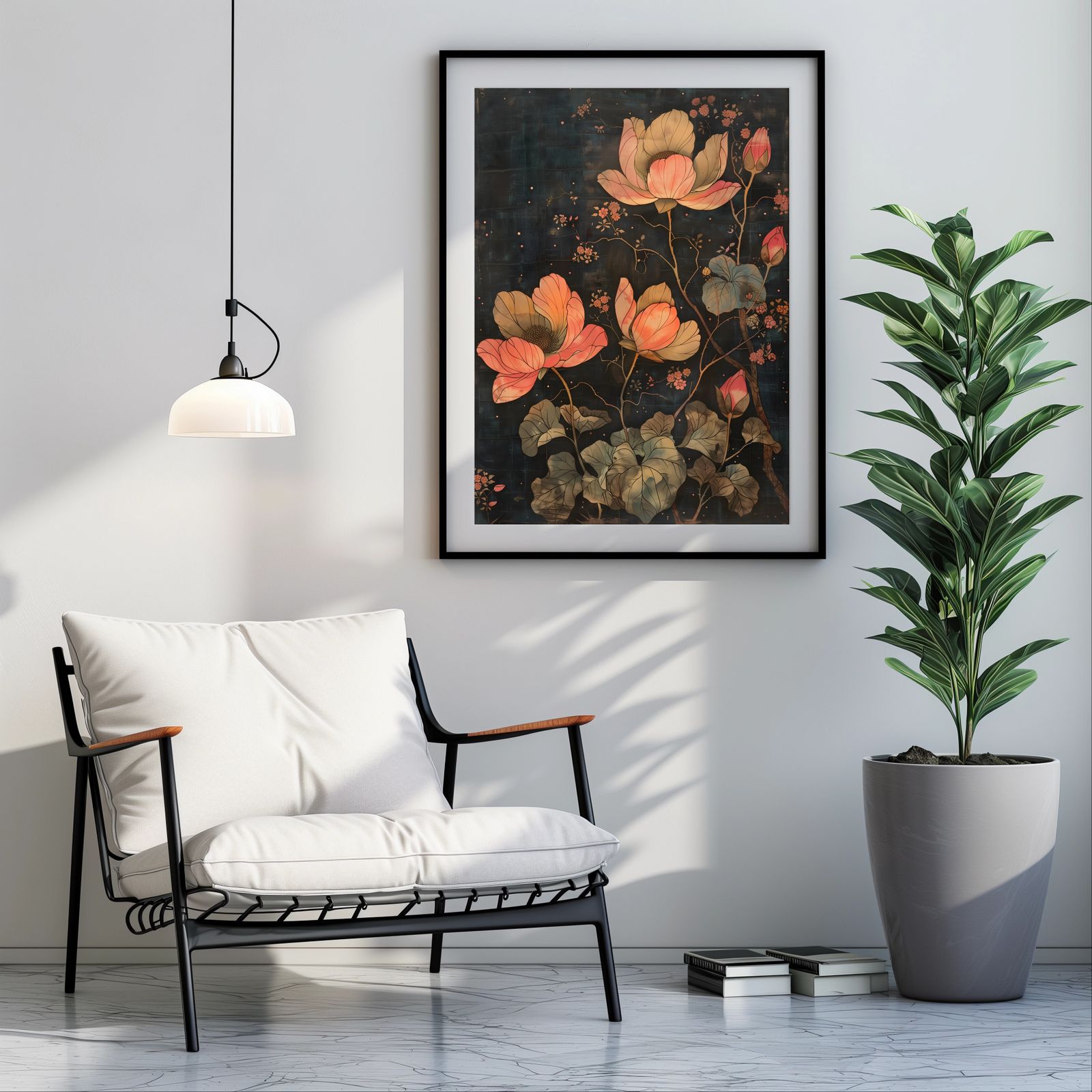 Floral Wood Cut shown in a room — room mockup