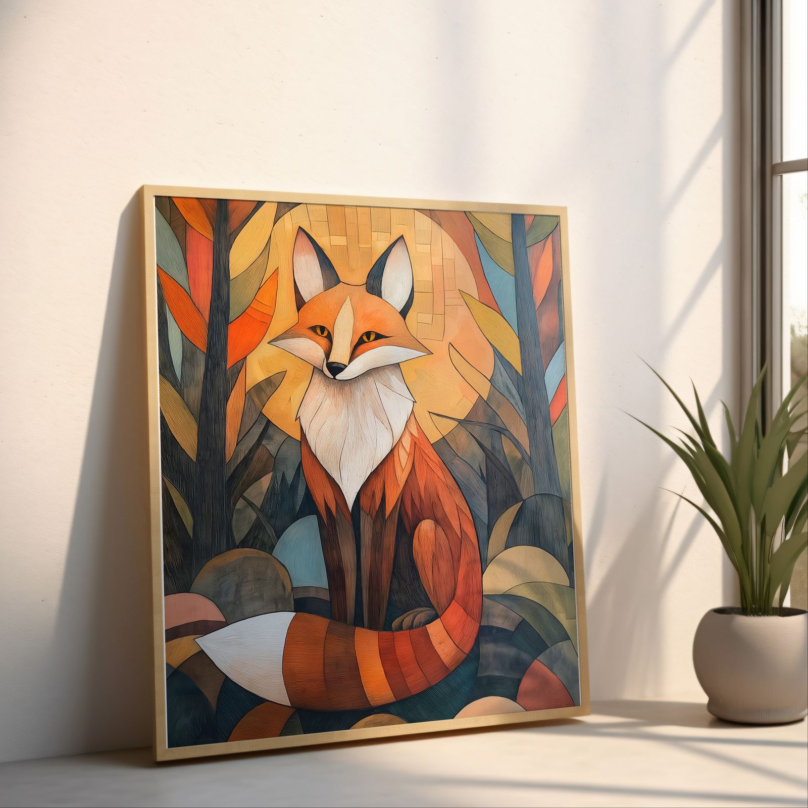 Fox at Dusk shown in a room — angled mockup