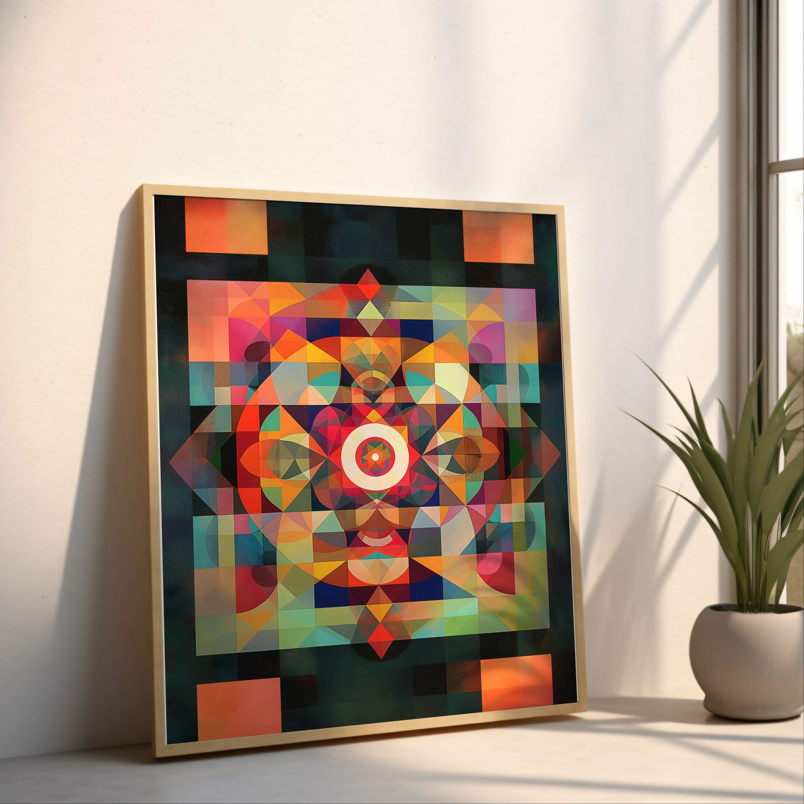 Geometric Mandala shown in a room — angled mockup