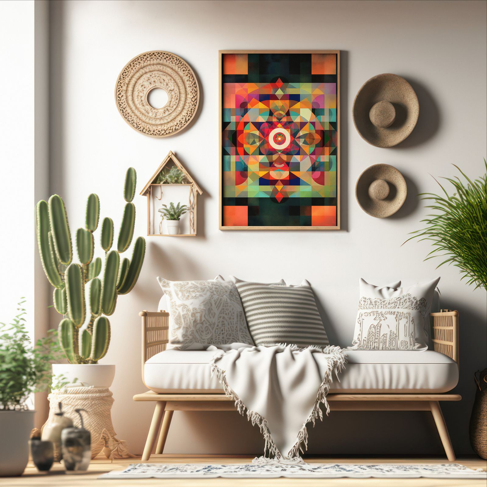 Geometric Mandala shown in a room — boho mockup