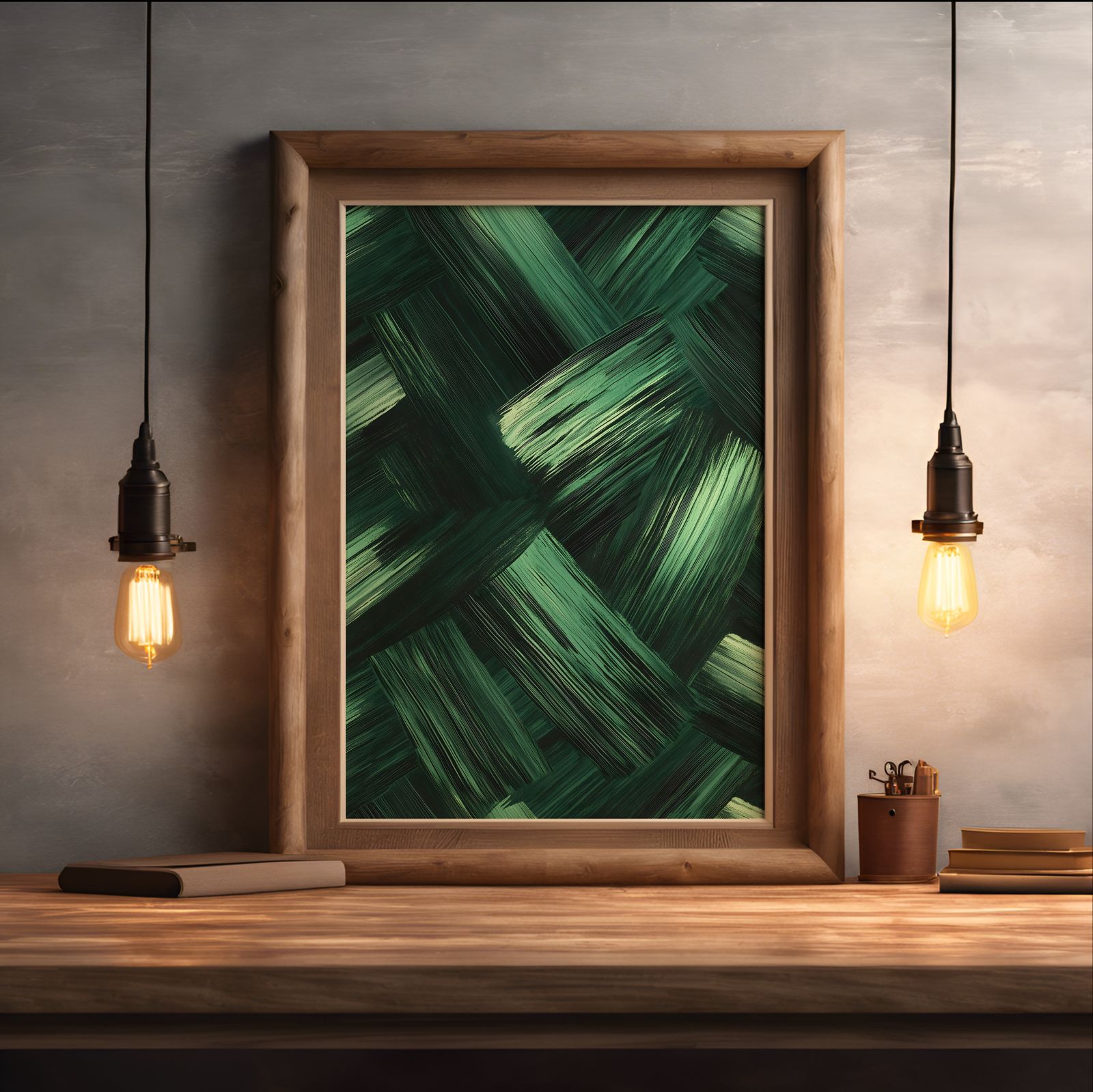 Green Weave shown in a room — desk mockup