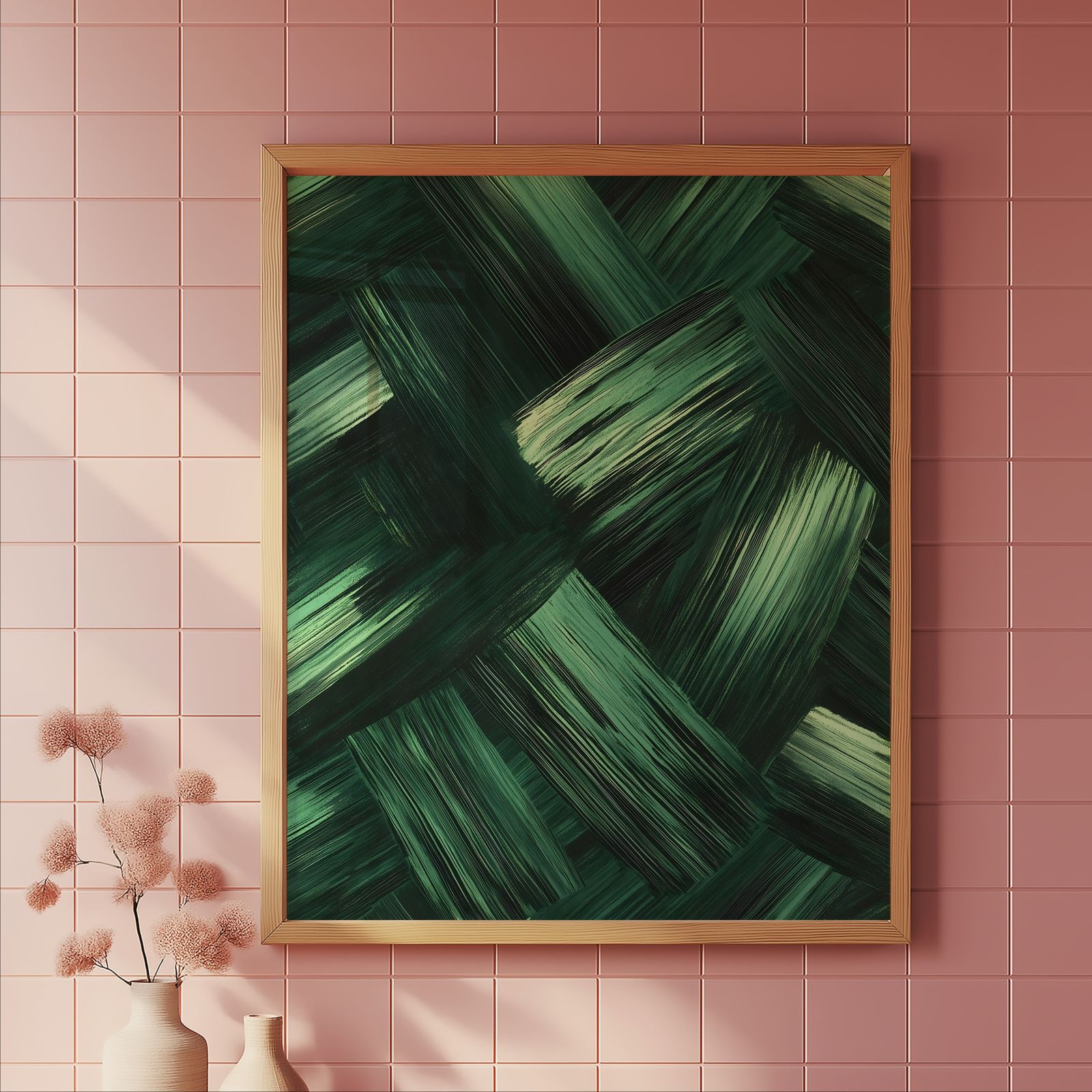 Green Weave shown in a room — tile mockup