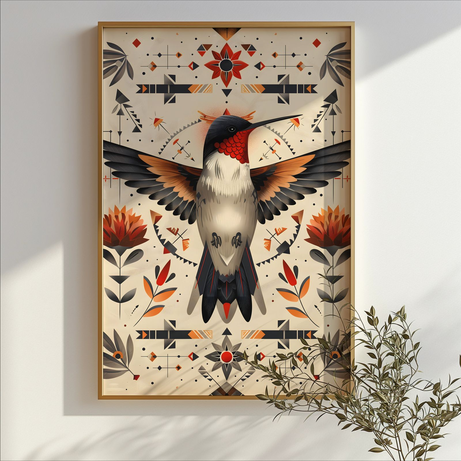 Hummingbird Mandala shown in a room — branch mockup