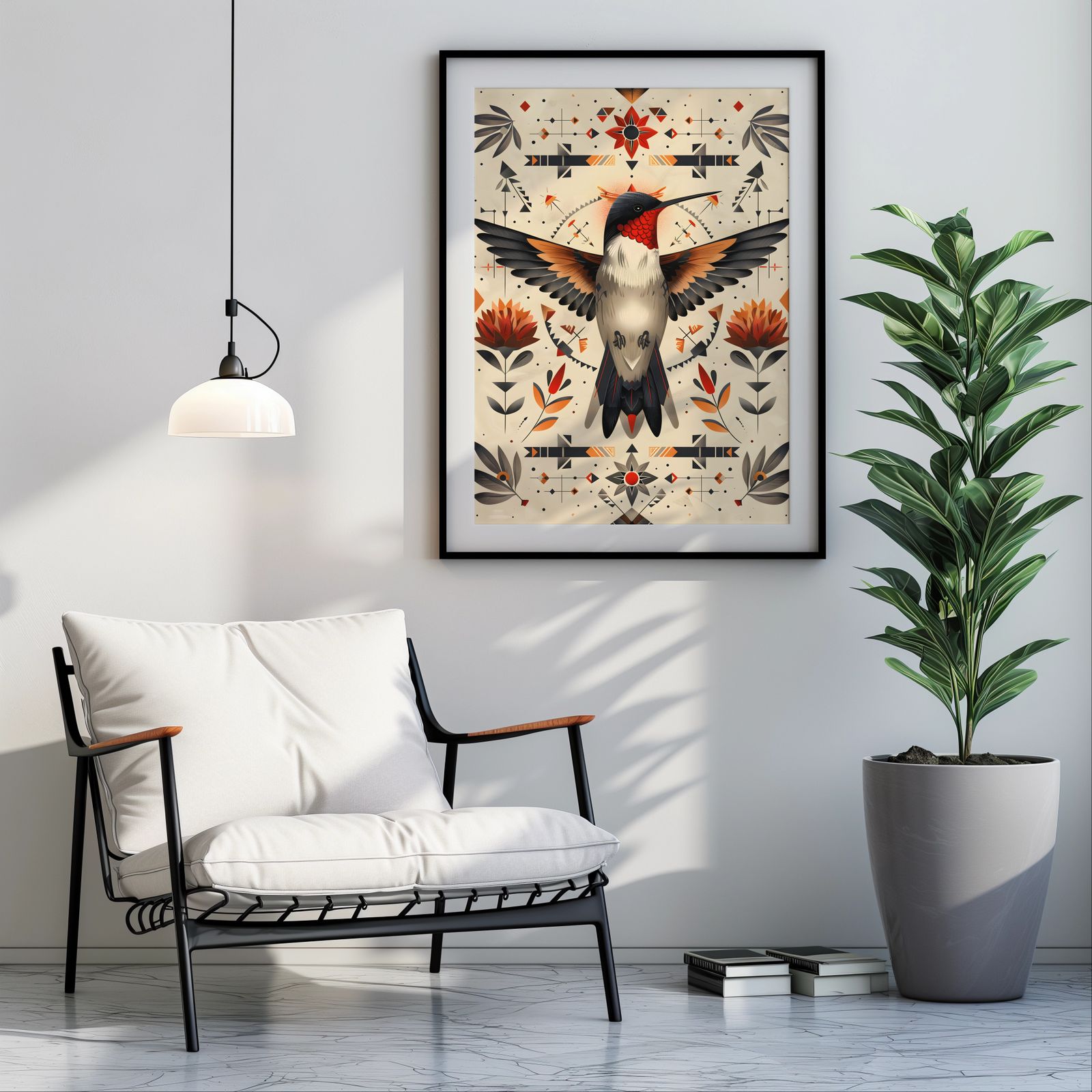 Hummingbird Mandala shown in a room — room mockup