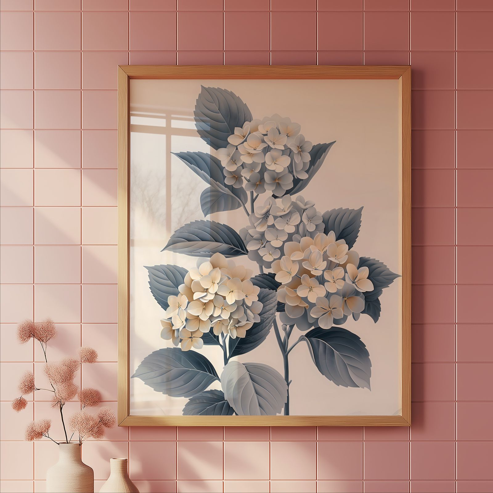 Hydrangea Blue shown in a room — tile mockup