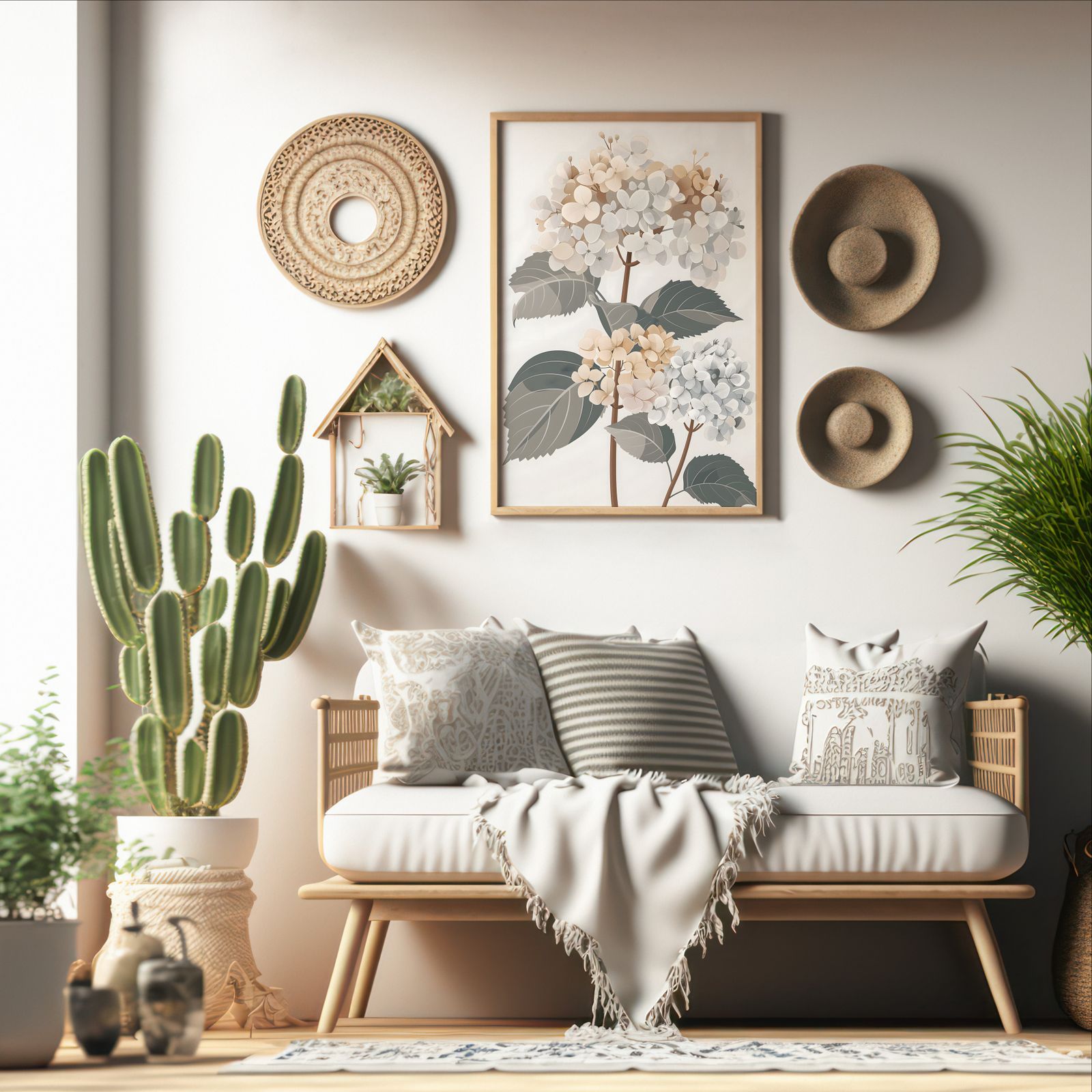 Hydrangea Brown shown in a room — boho mockup