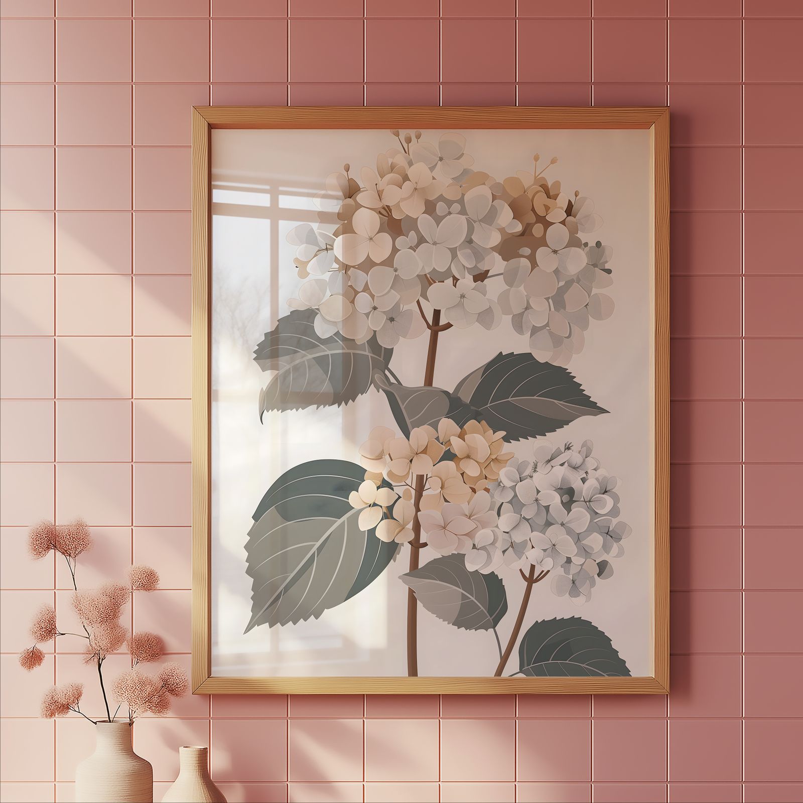 Hydrangea Brown shown in a room — tile mockup