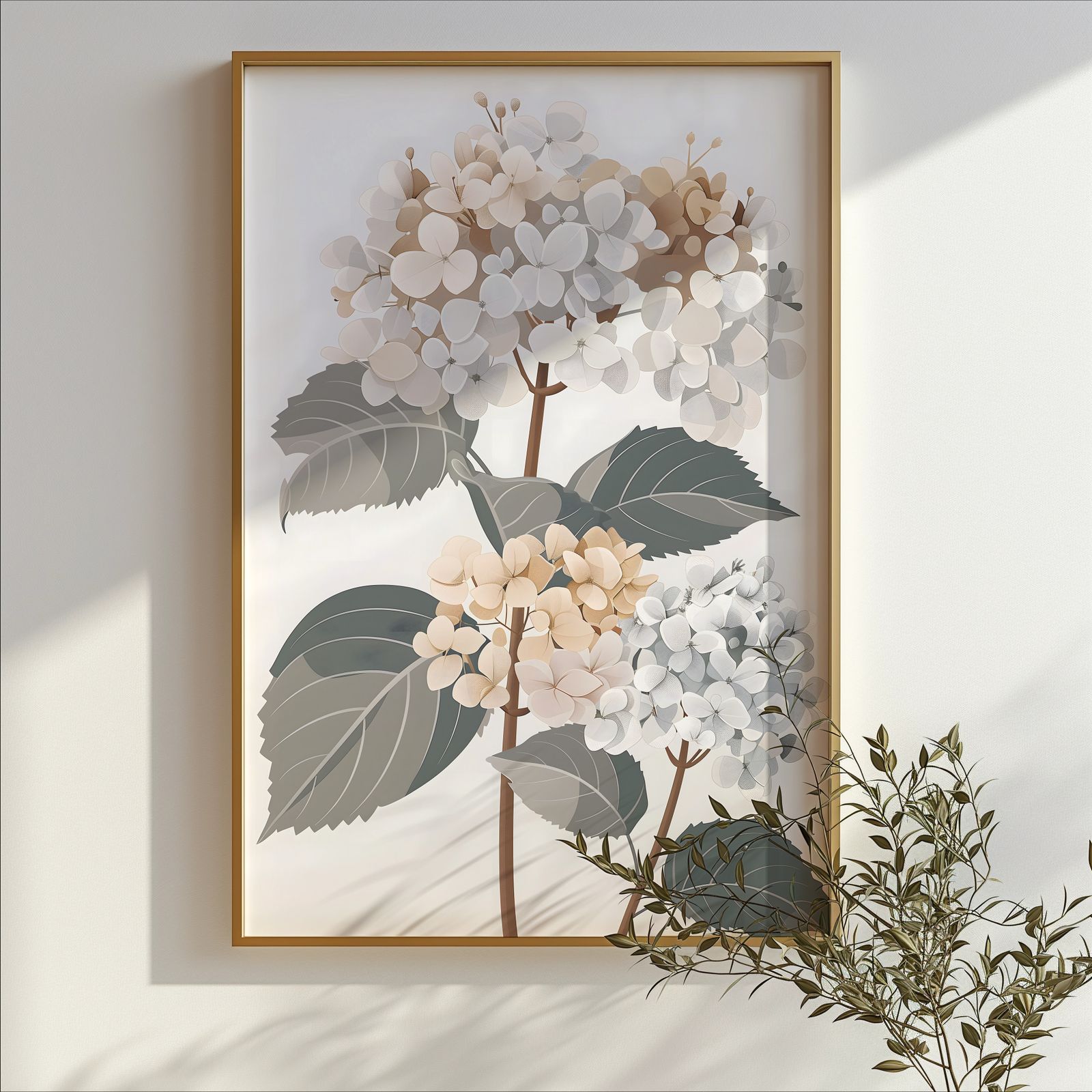 Hydrangea Brown shown in a room — branch mockup