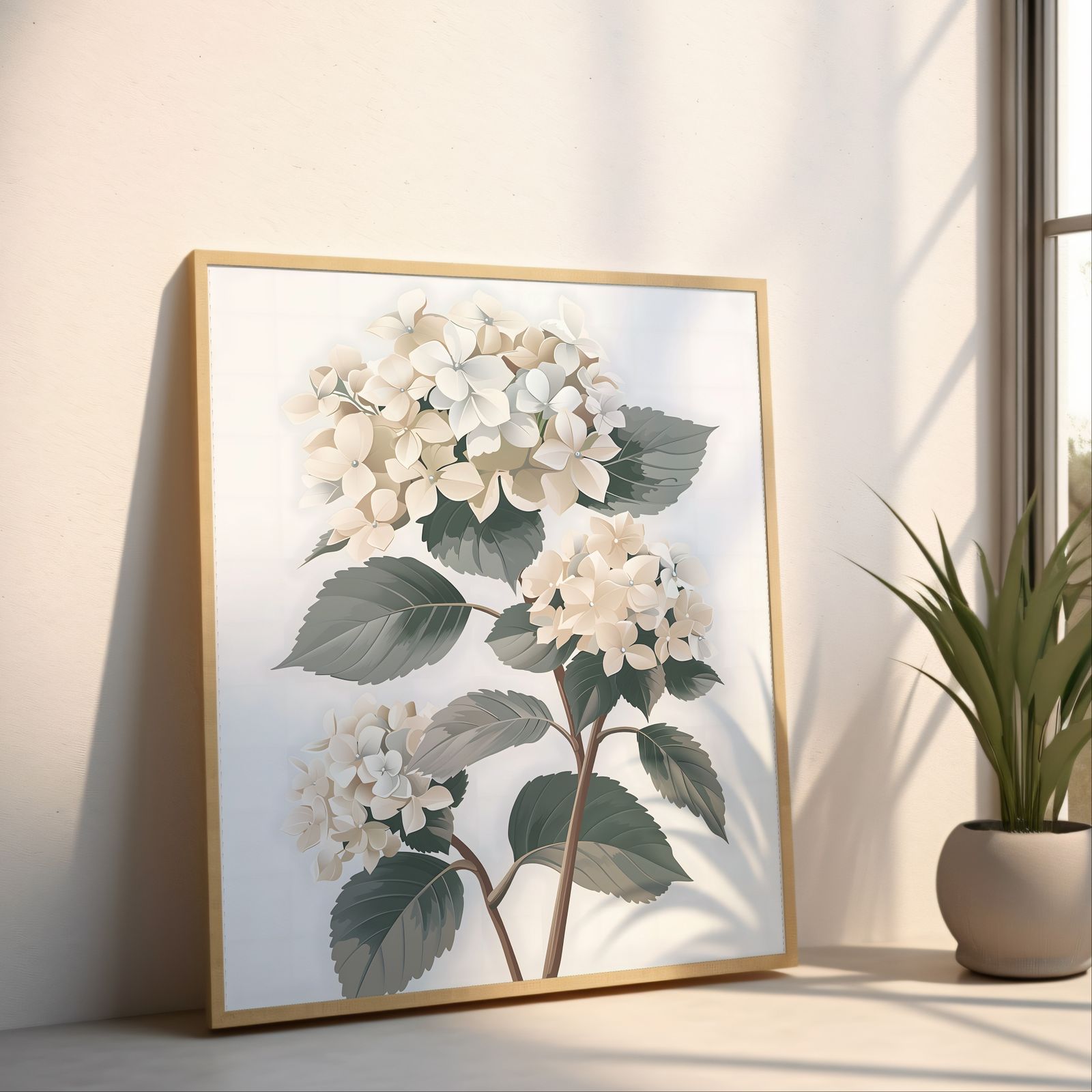 Hydrangea Green shown in a room — angled mockup