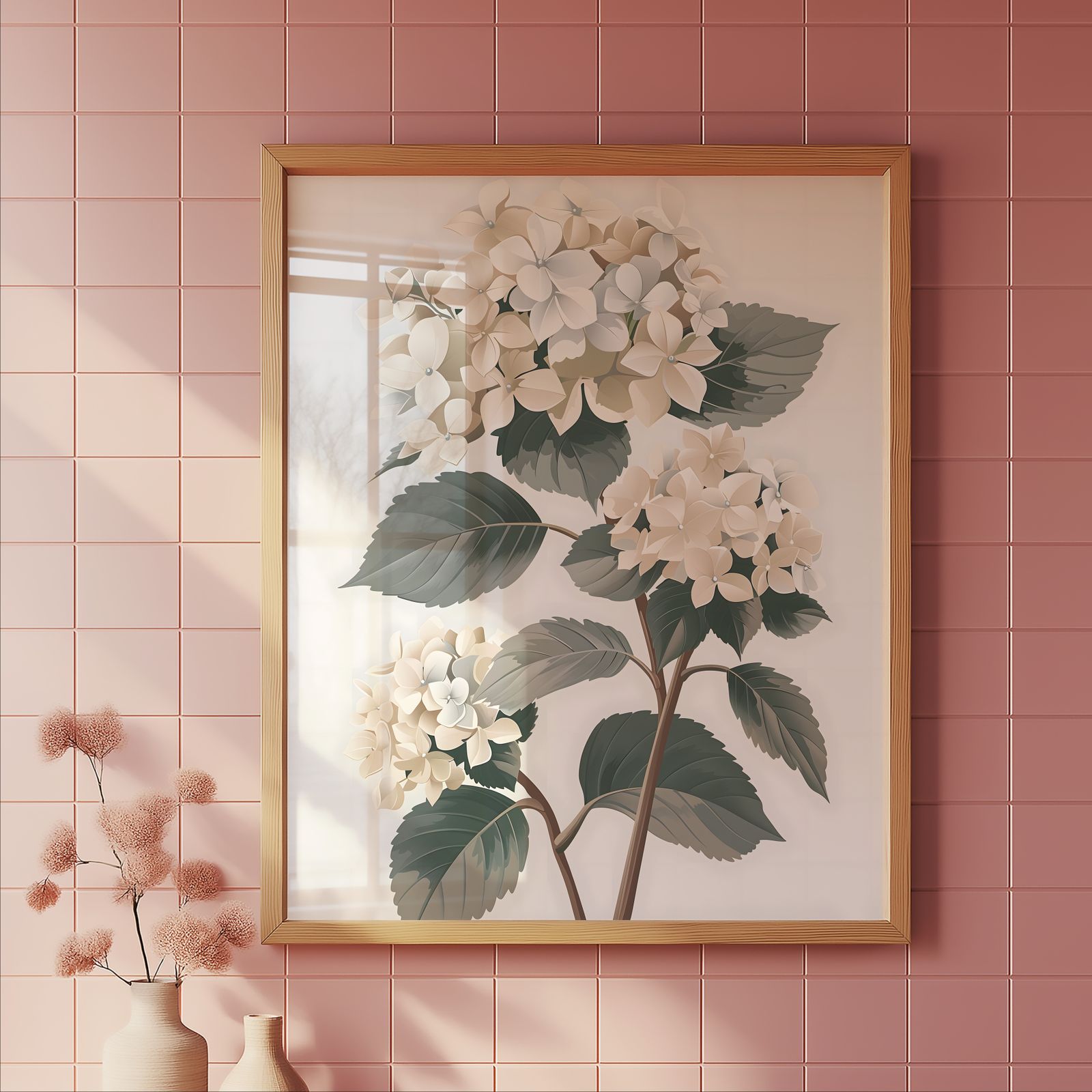 Hydrangea Green shown in a room — tile mockup