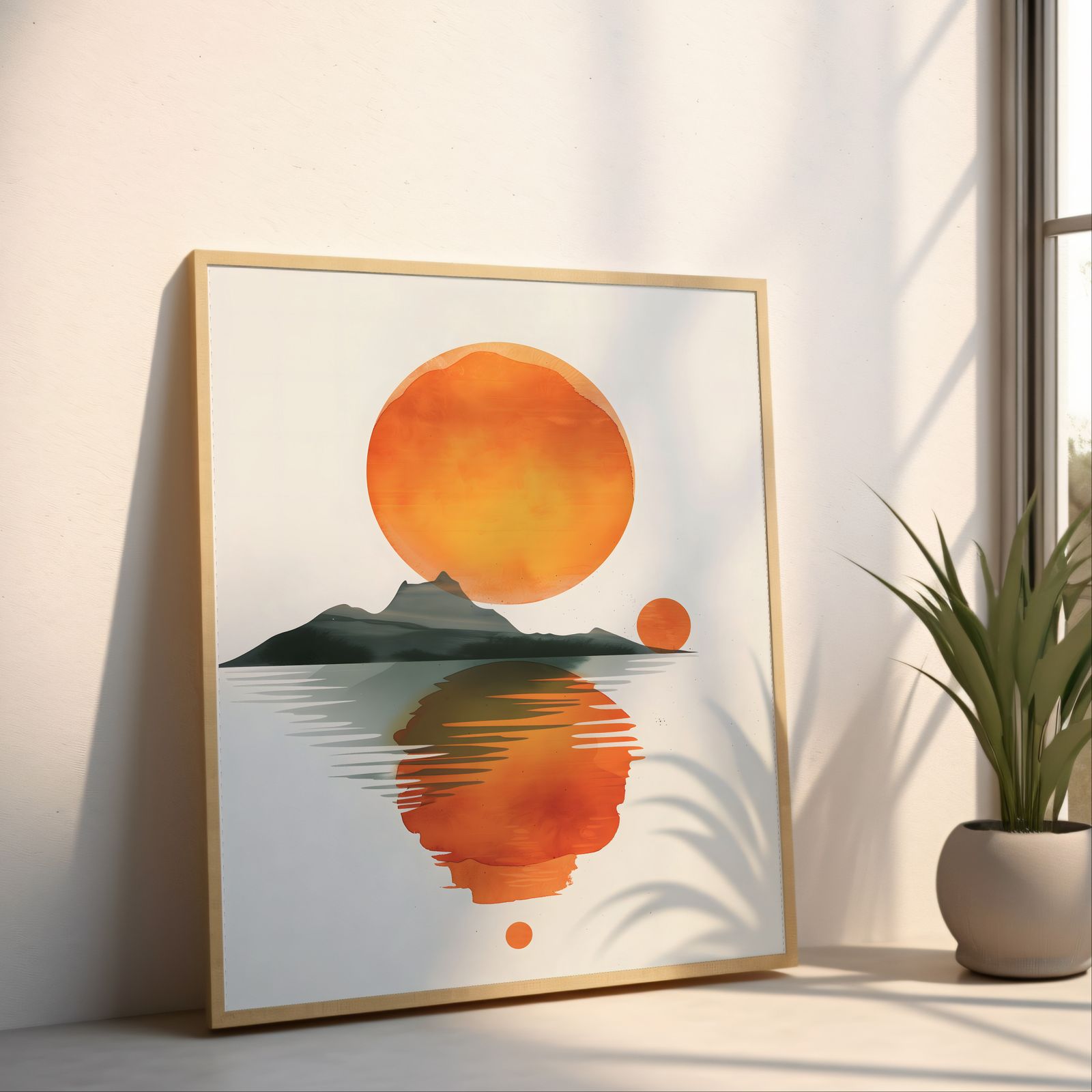 Island at Sunset shown in a room — angled mockup