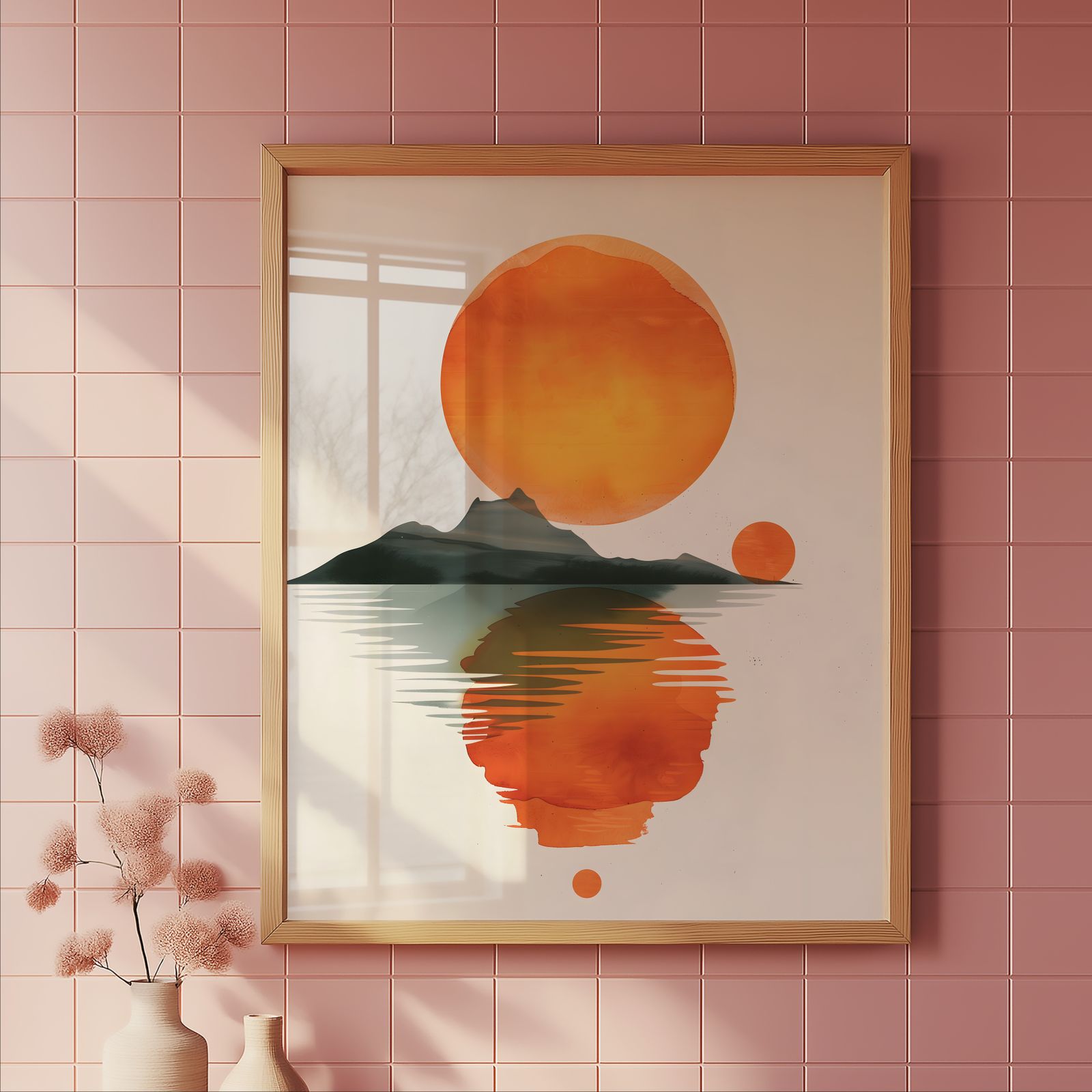 Island at Sunset shown in a room — tile mockup
