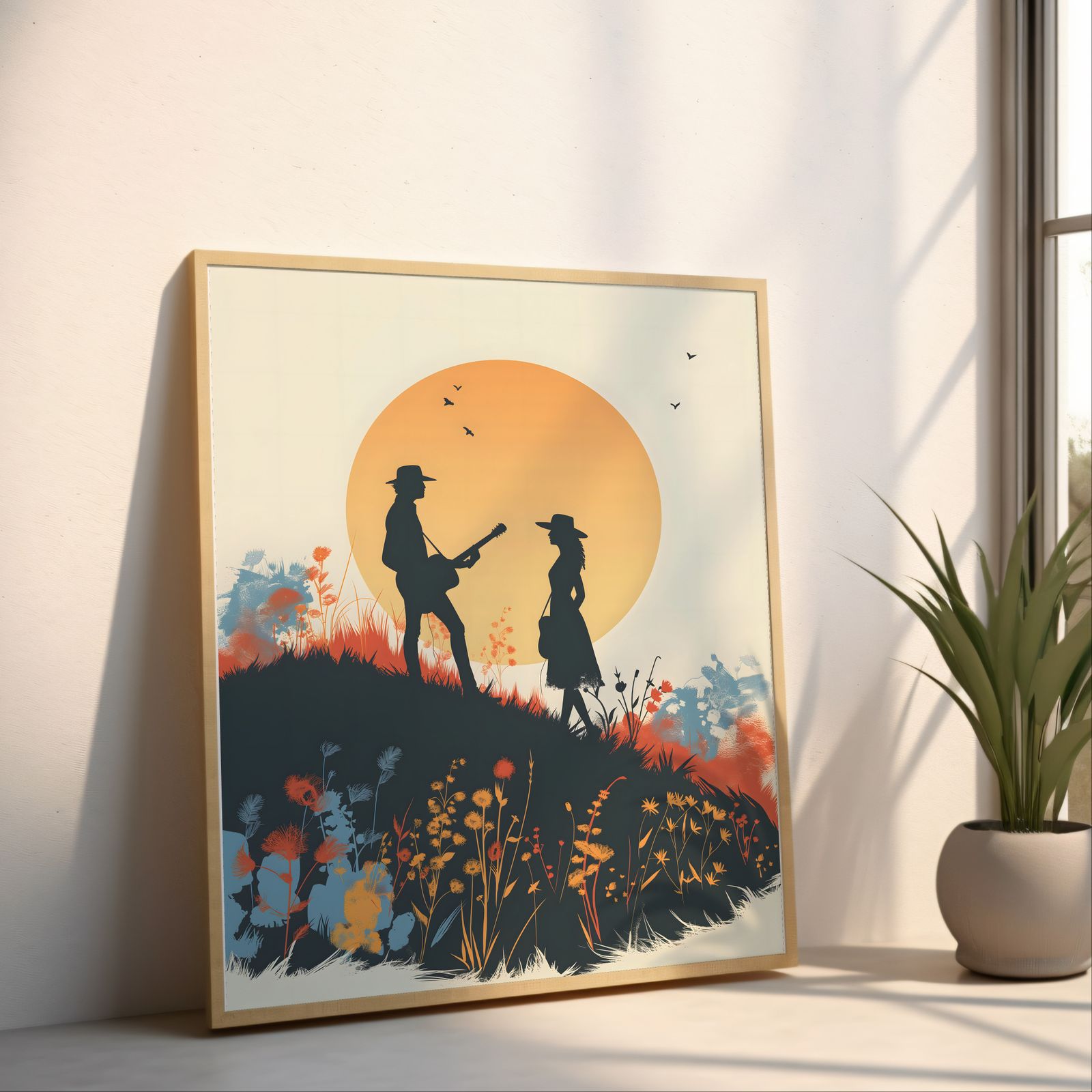 Jack and Jill on Primrose Hill shown in a room — angled mockup