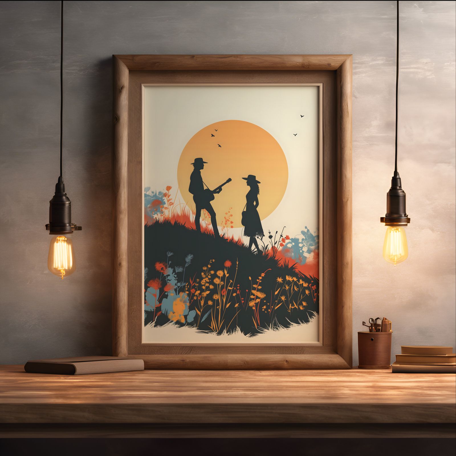 Jack and Jill on Primrose Hill shown in a room — desk mockup