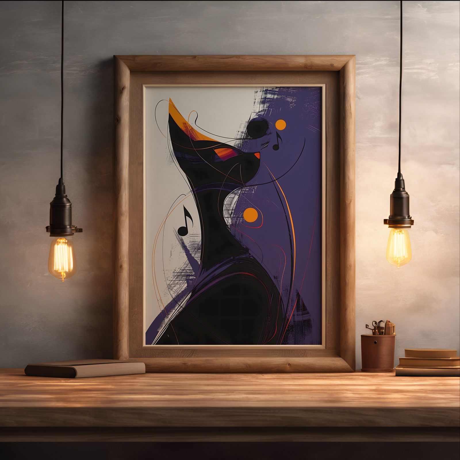 Jazz Cat Single shown in a room — desk mockup
