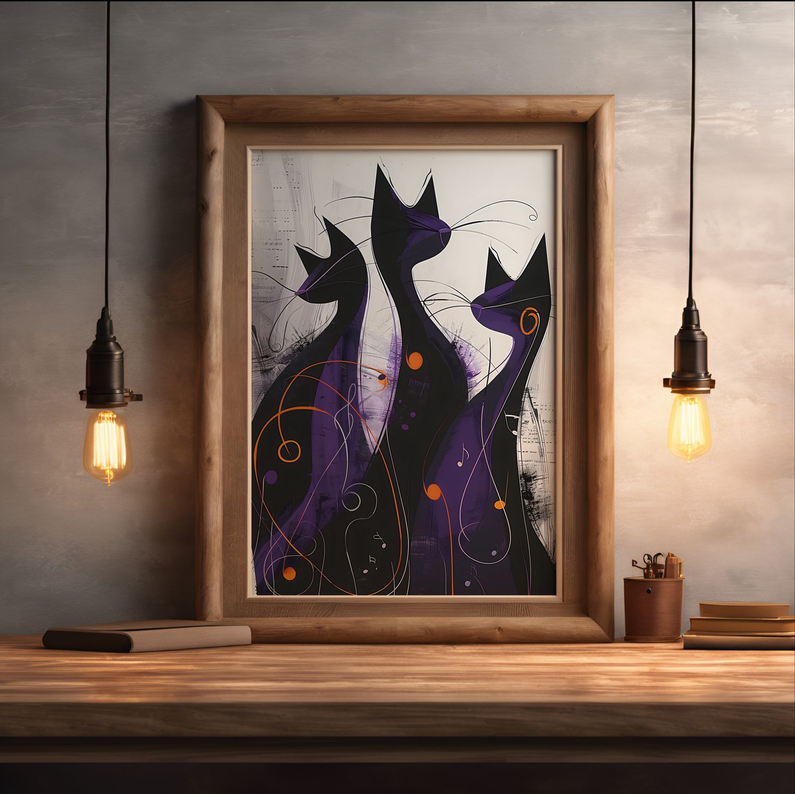 Jazz Cat Triple shown in a room — desk mockup