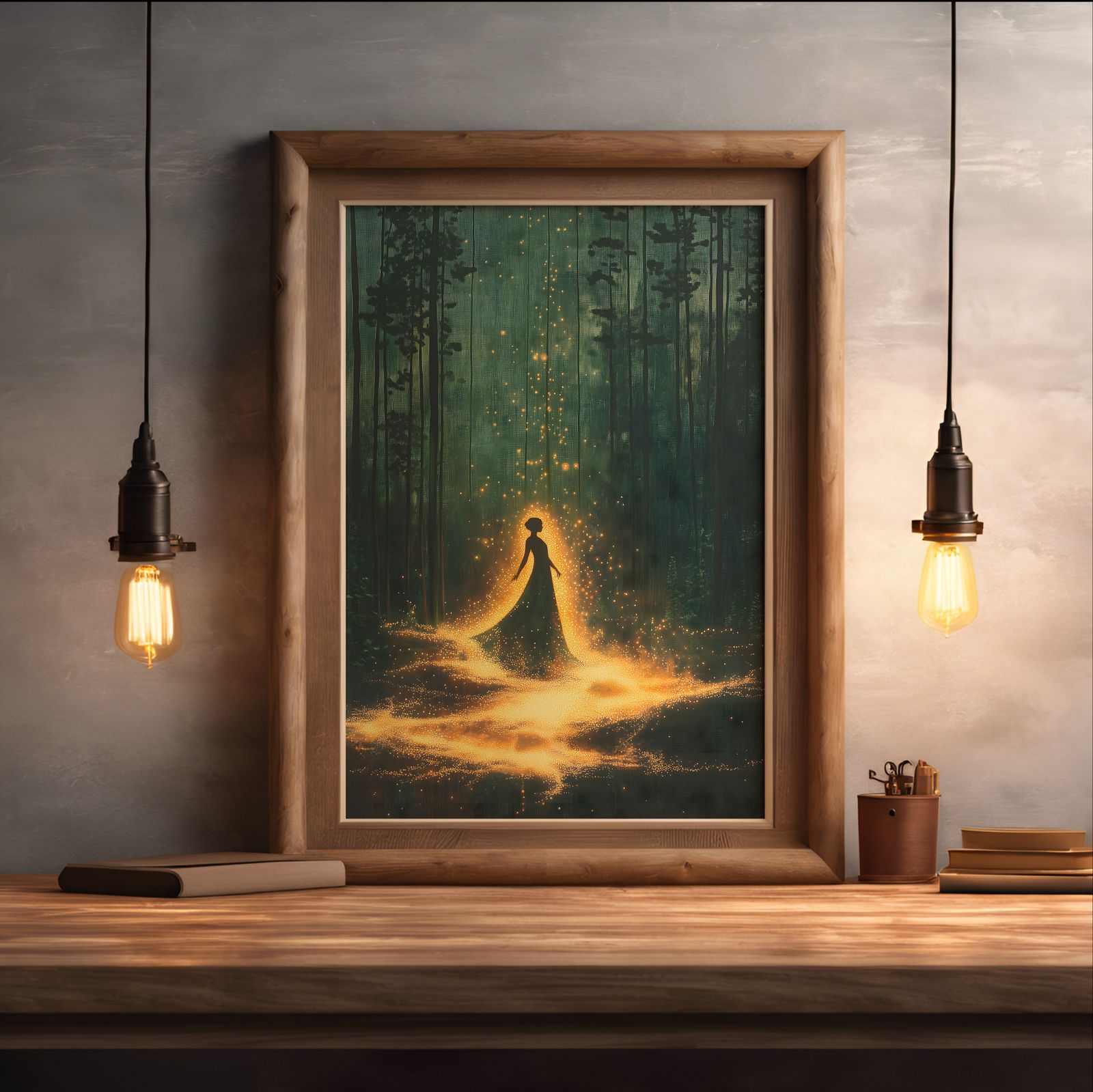 Lady of the Forest shown in a room — desk mockup