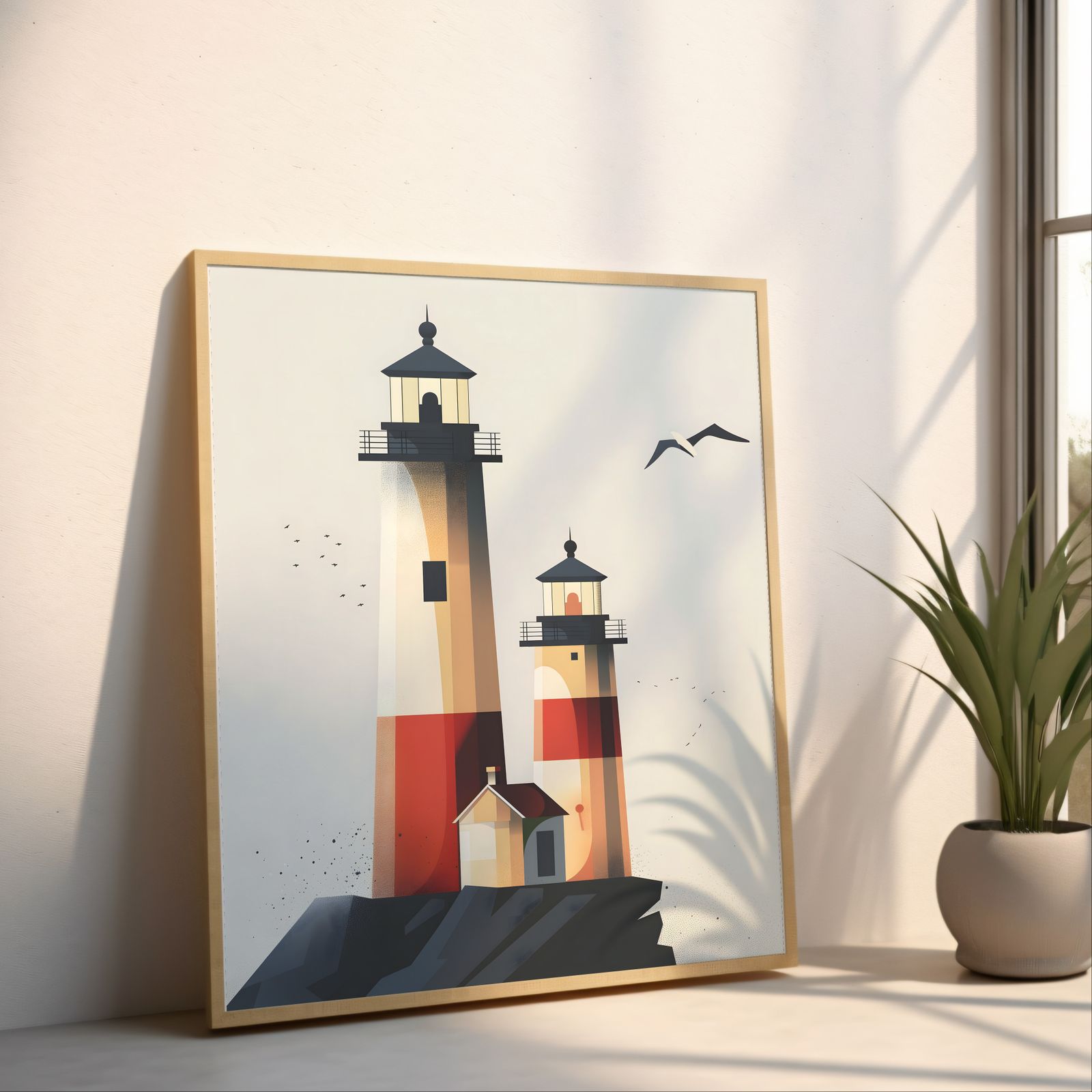 Beacons shown in a room — angled mockup