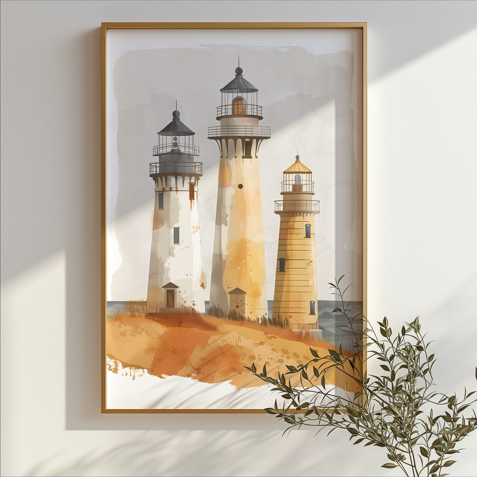 Three Lighthouses shown in a room — branch mockup