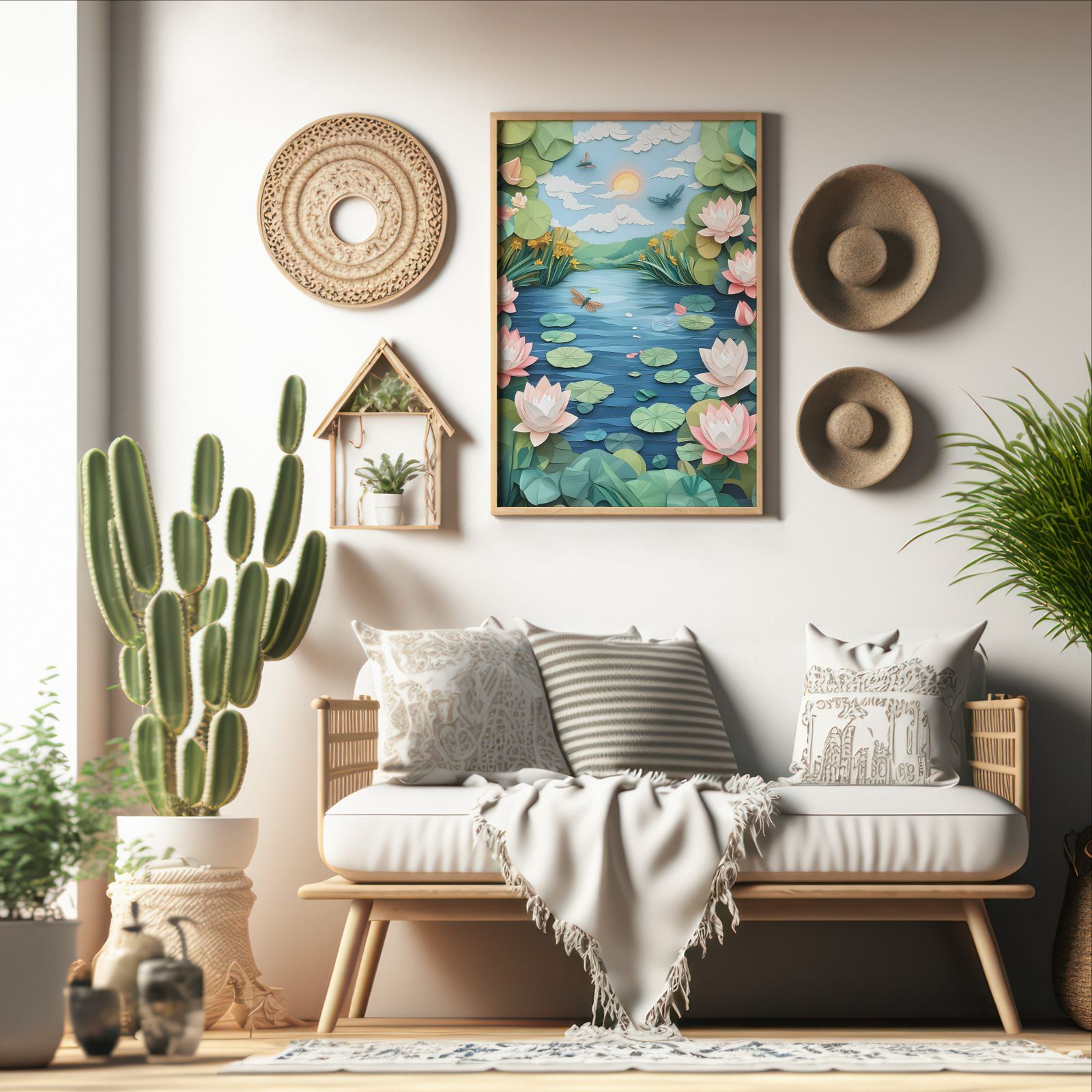 Lily Pond Relief shown in a room — boho mockup