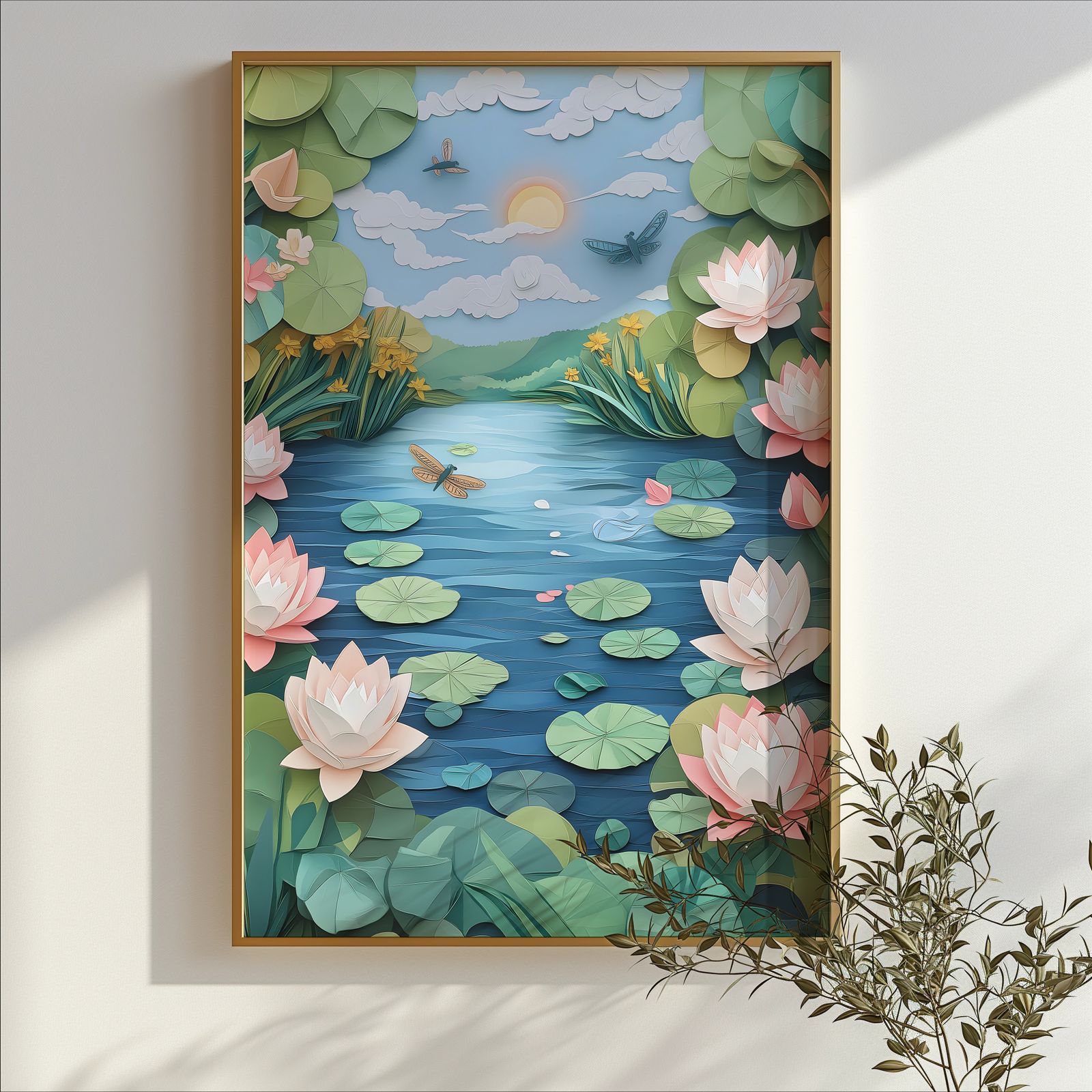 Lily Pond Relief shown in a room — branch mockup