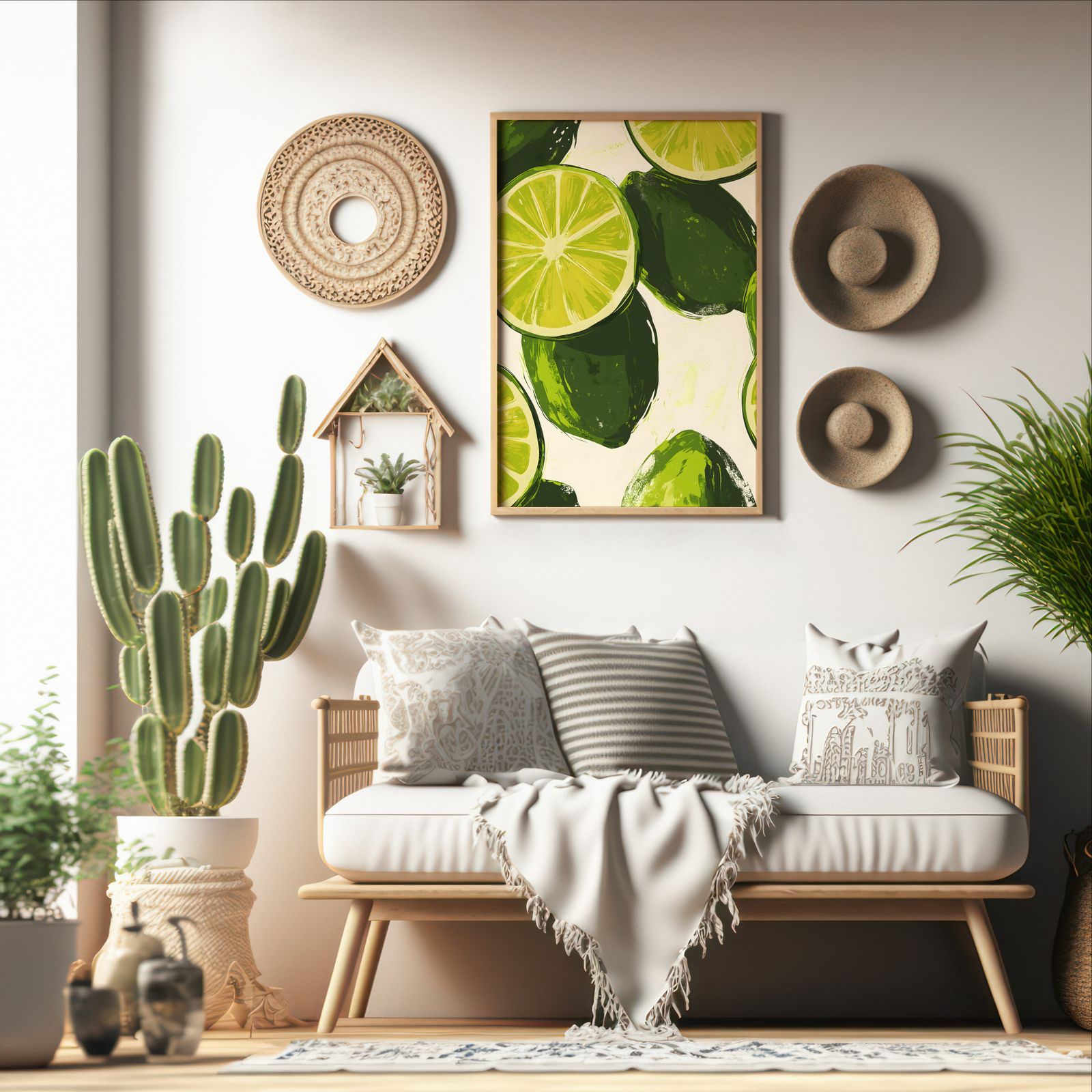 Limes shown in a room — boho mockup