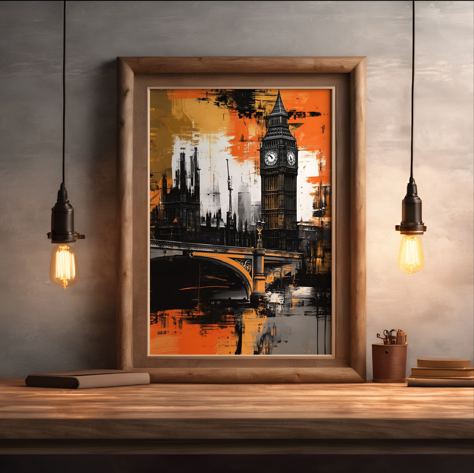 London shown in a room — desk mockup