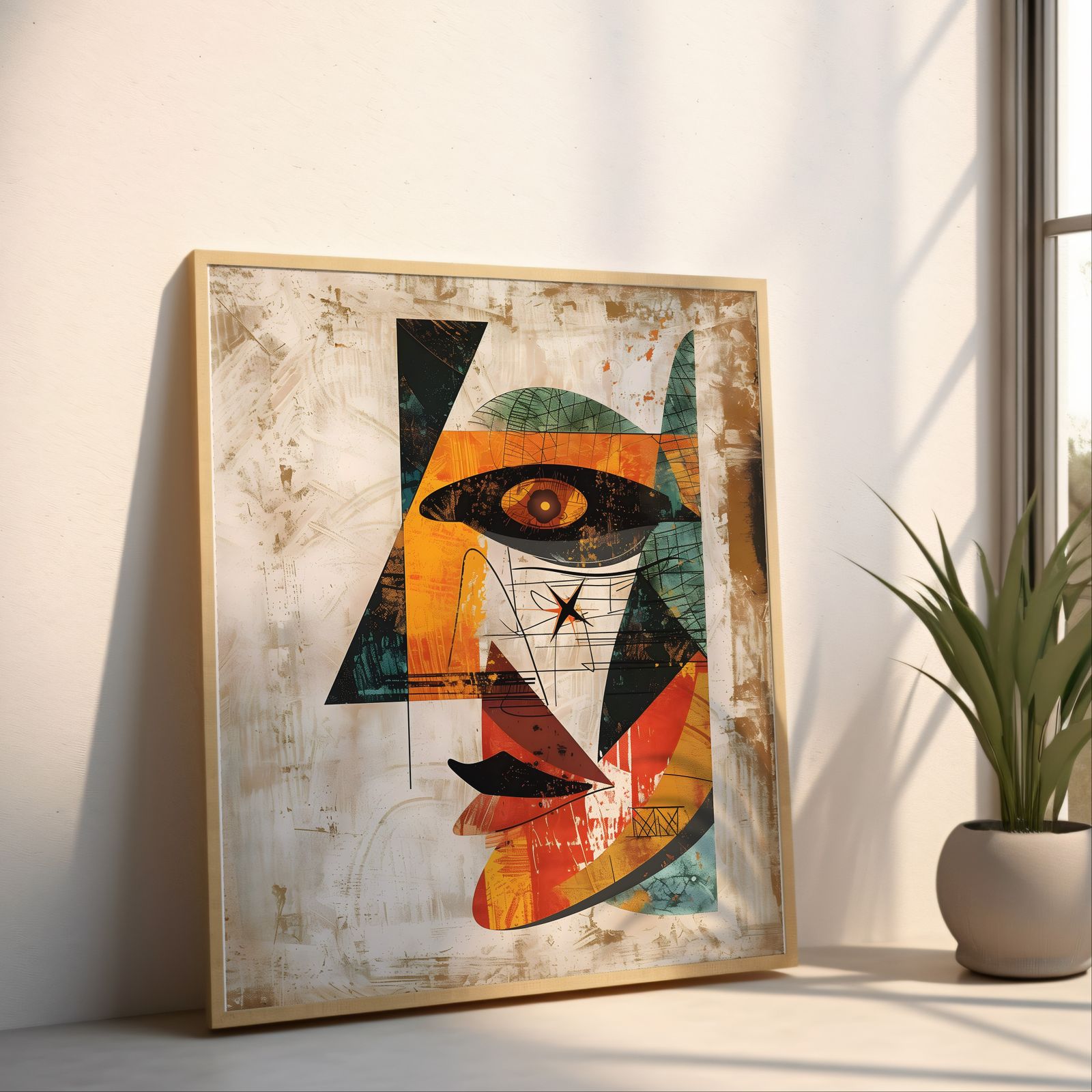 Looking Back shown in a room — angled mockup