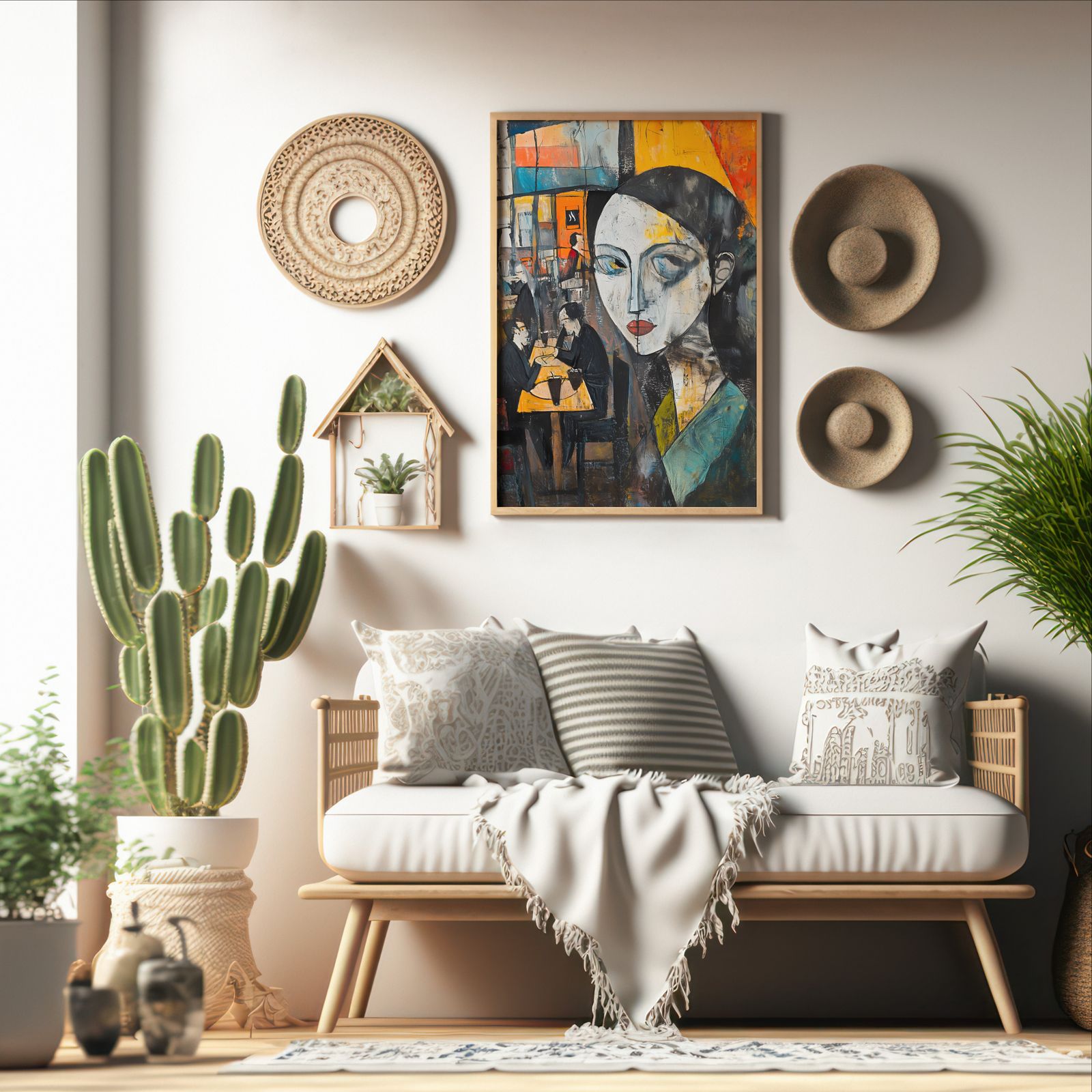 Lost in Conversation shown in a room — boho mockup