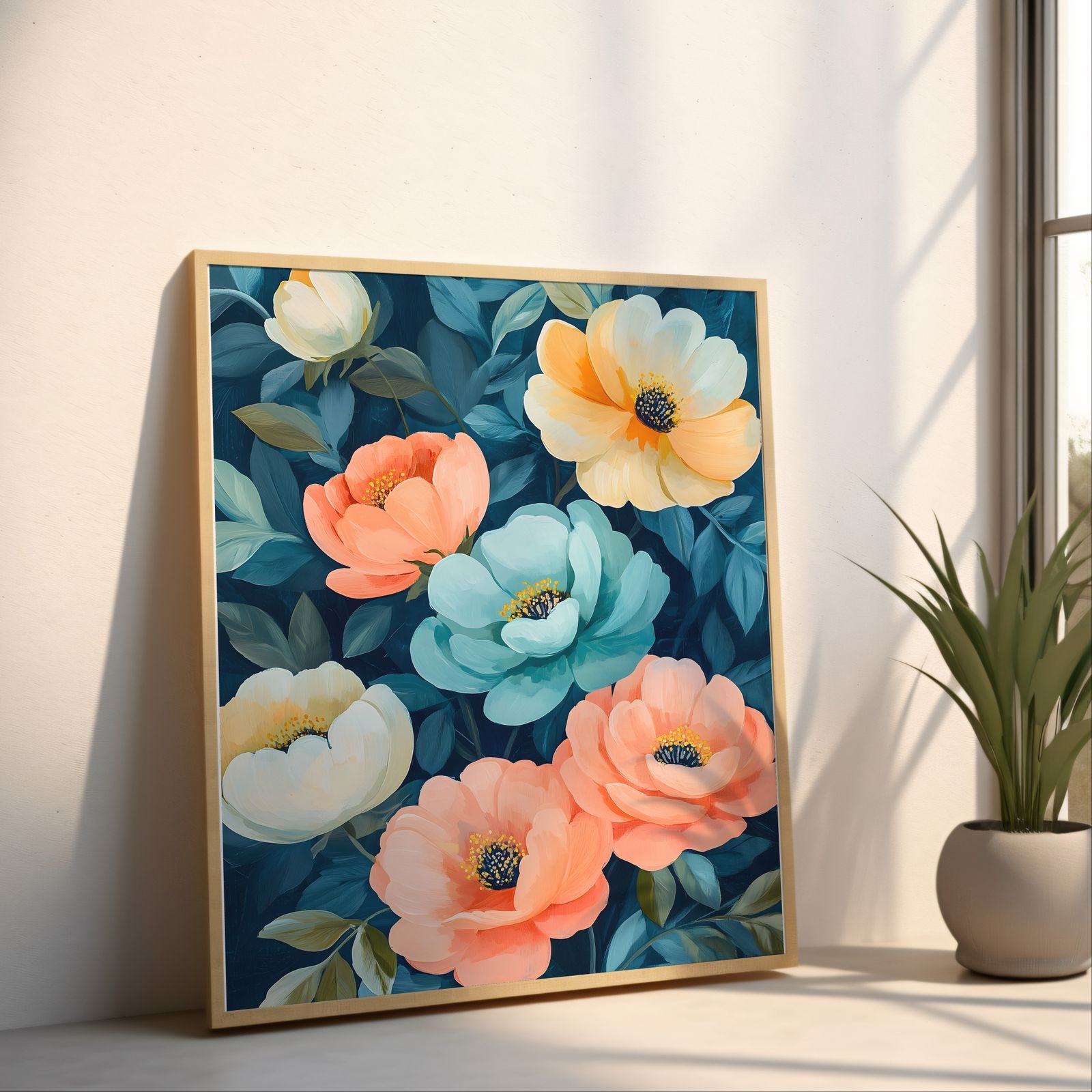 Lush Floral Serenity shown in a room — angled mockup