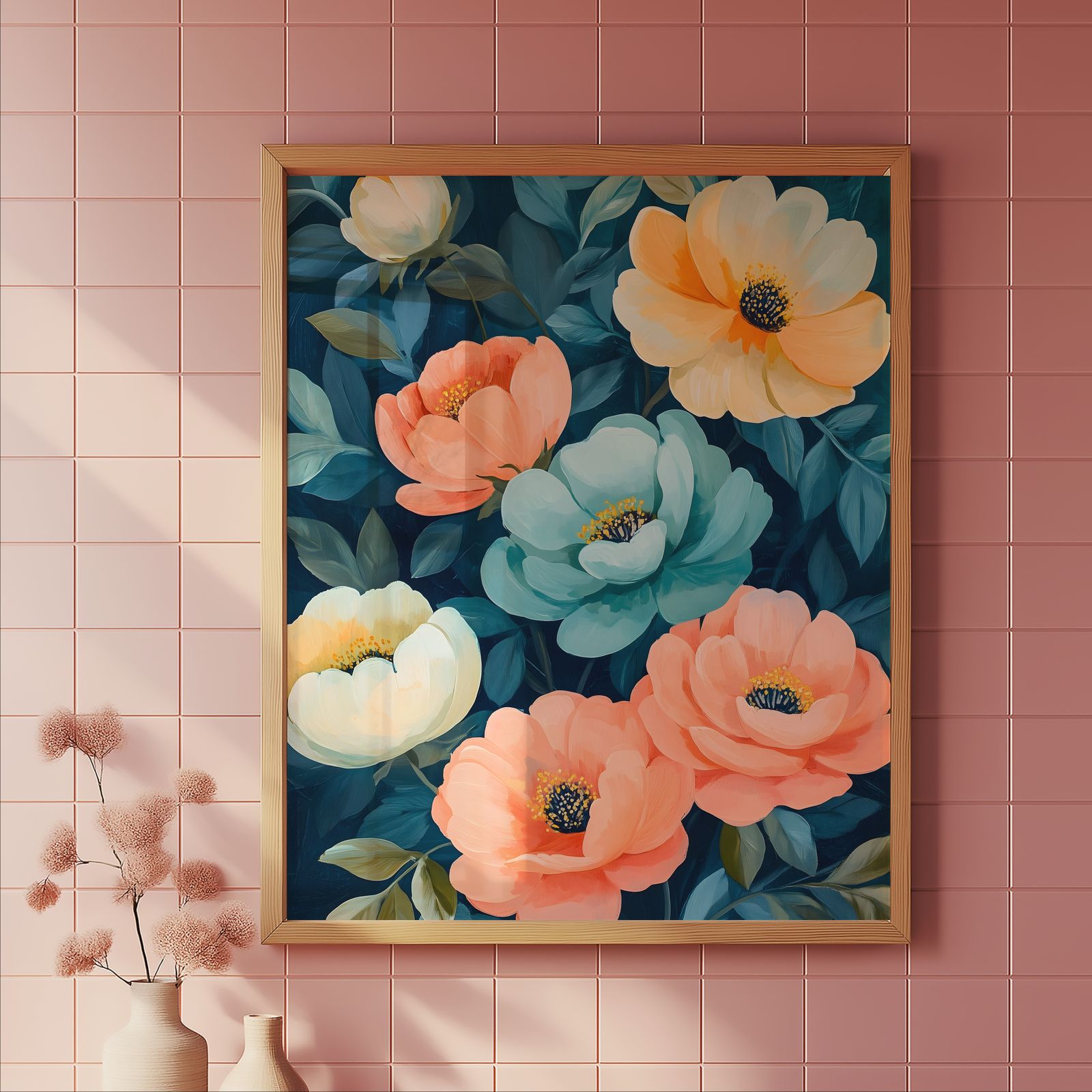 Lush Floral Serenity shown in a room — tile mockup