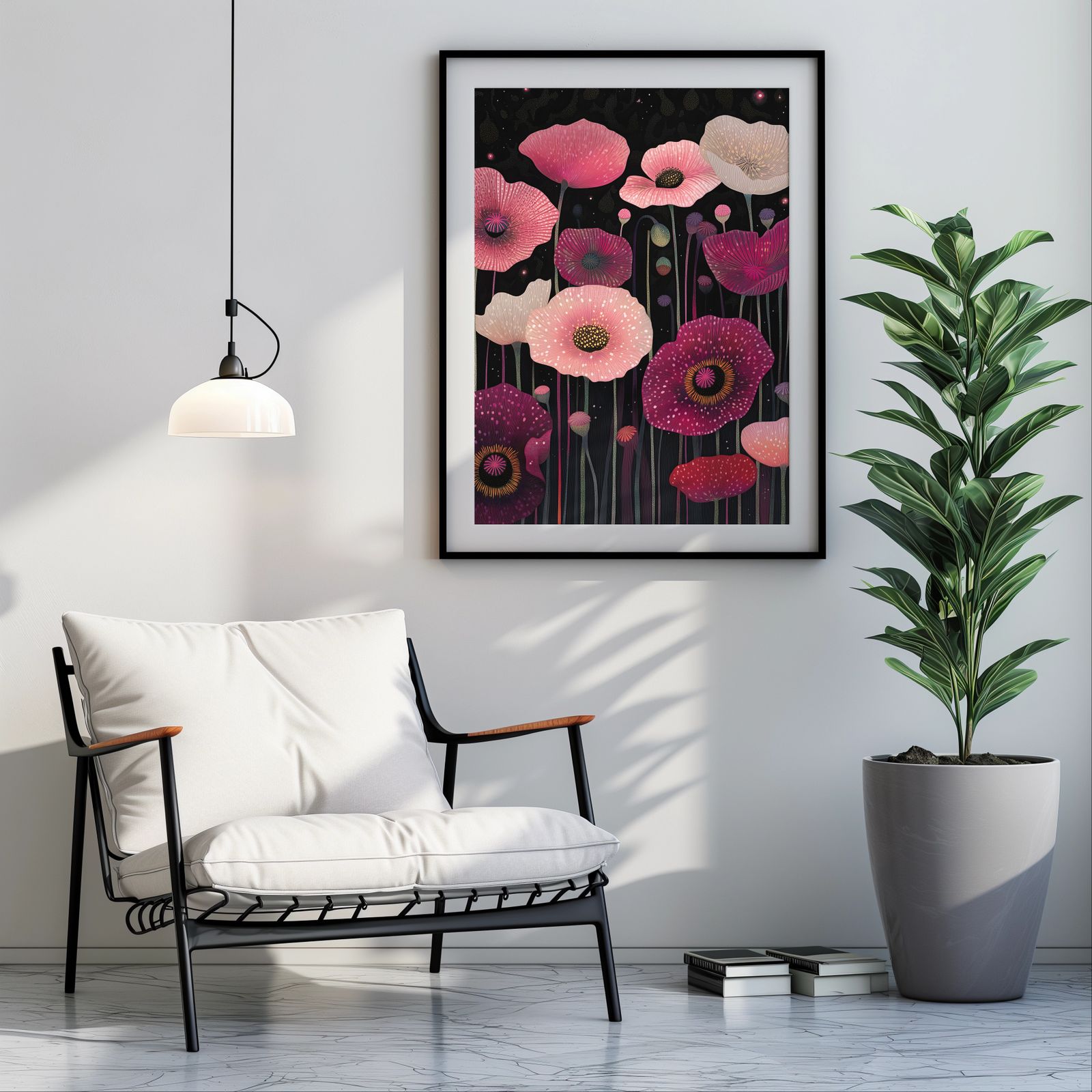 Magenta Poppies shown in a room — room mockup