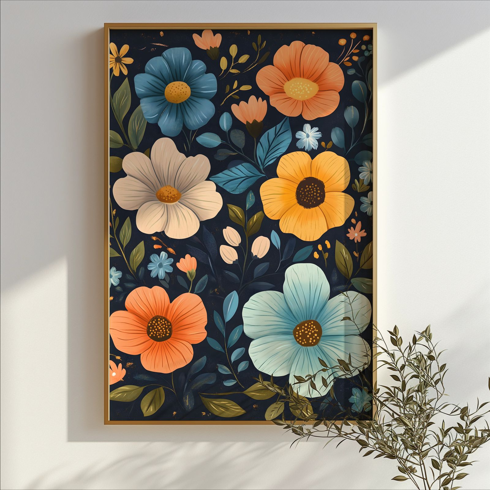 Midnight Garden Blossoms shown in a room — branch mockup